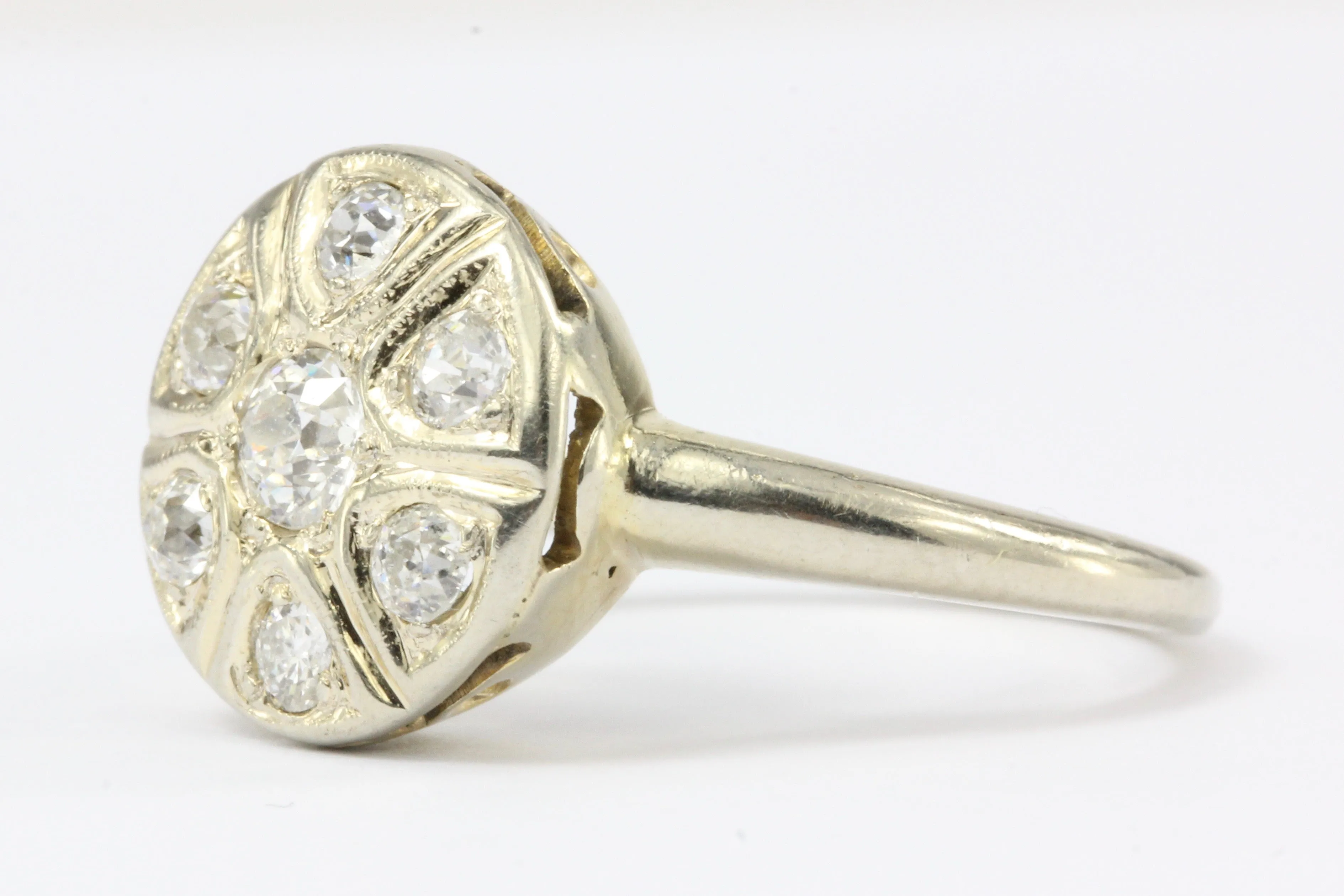 Art Deco 14K Gold Old European Cut Diamond Engagement Ring c. 1920's