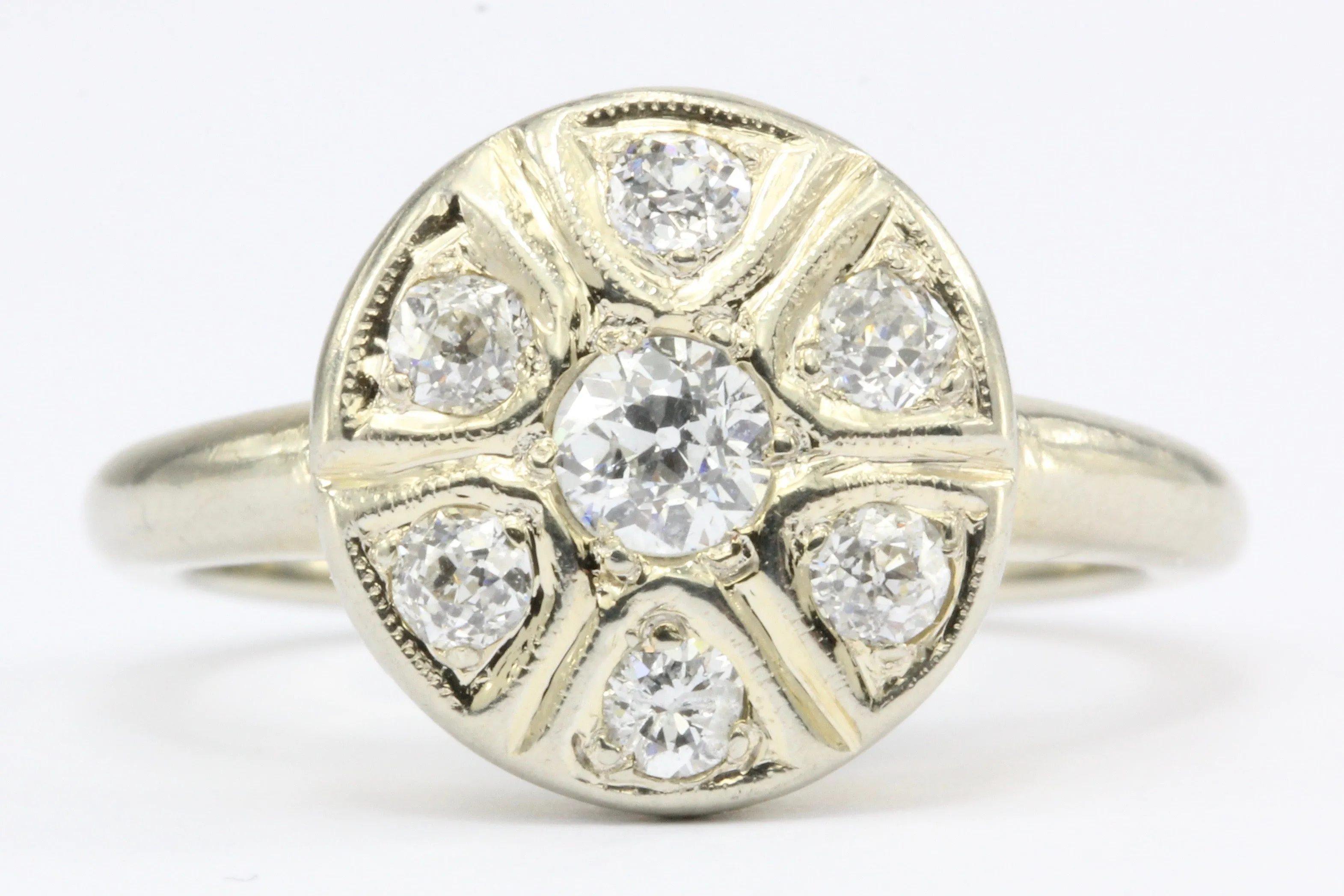 Art Deco 14K Gold Old European Cut Diamond Engagement Ring c. 1920's
