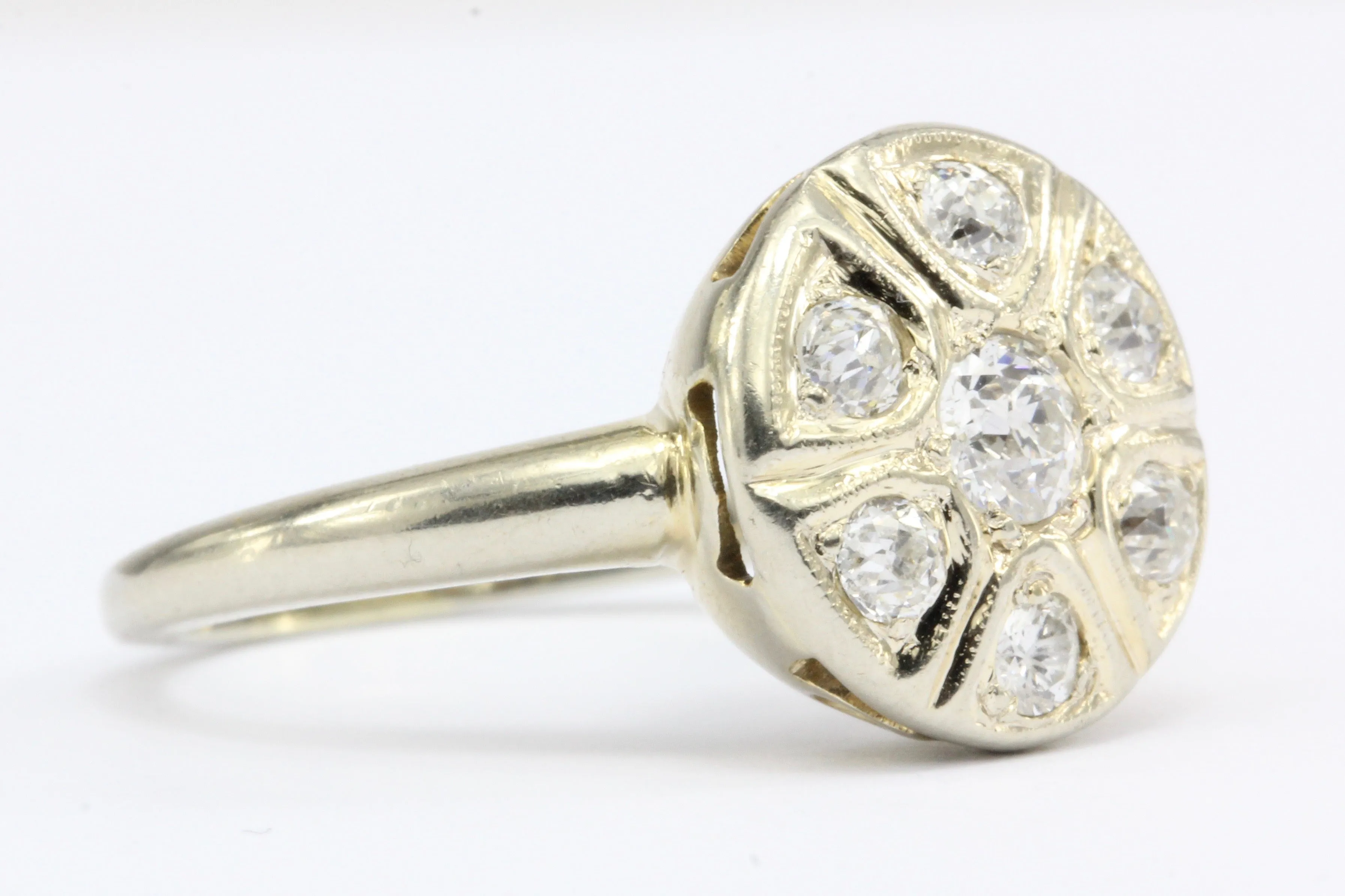 Art Deco 14K Gold Old European Cut Diamond Engagement Ring c. 1920's