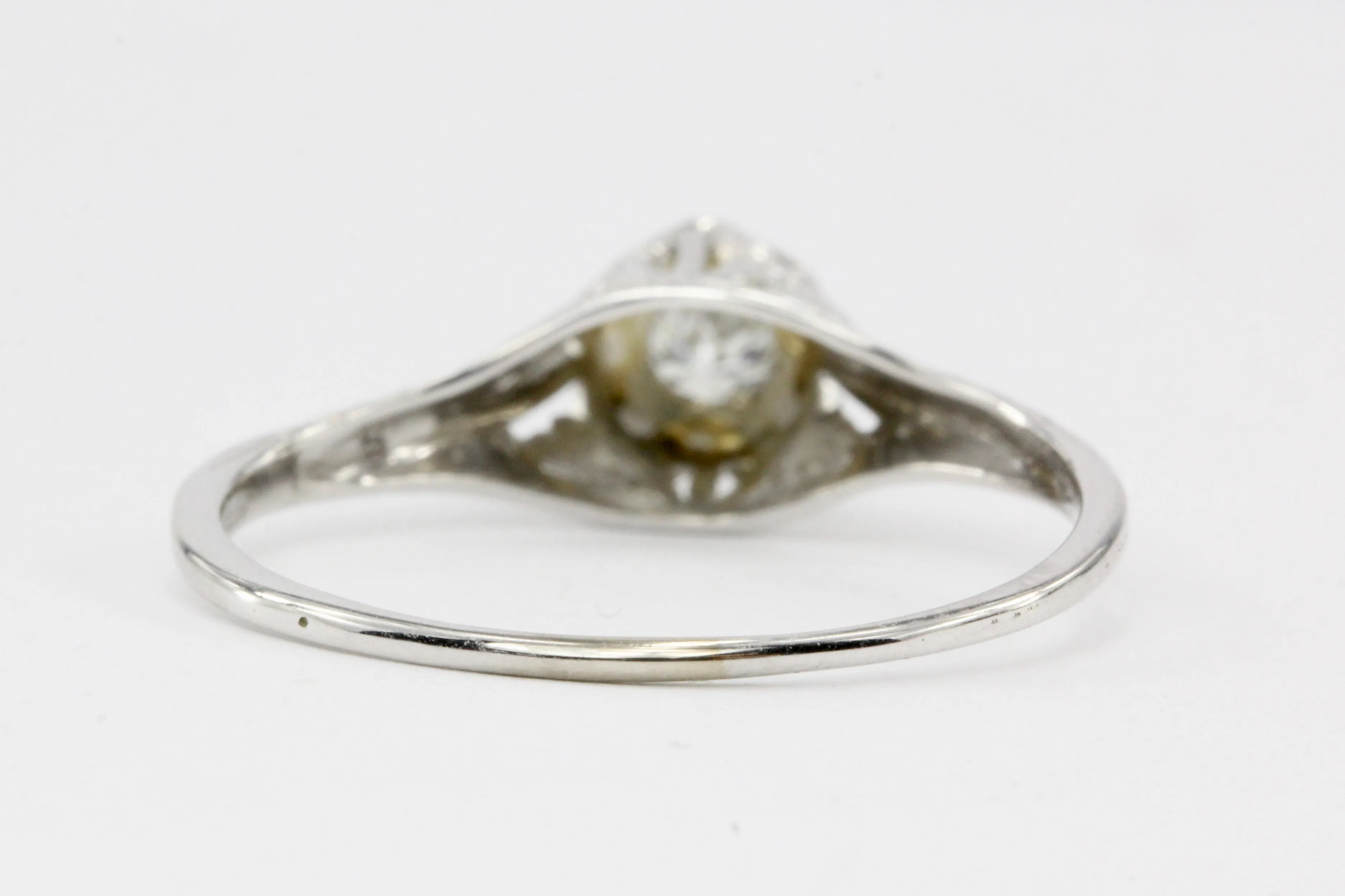 Art Deco 14K White Gold .09CT Diamond Ring