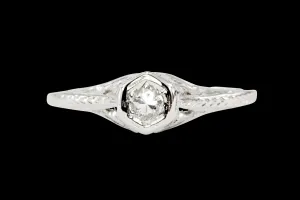 Art Deco 14K White Gold .09CT Diamond Ring