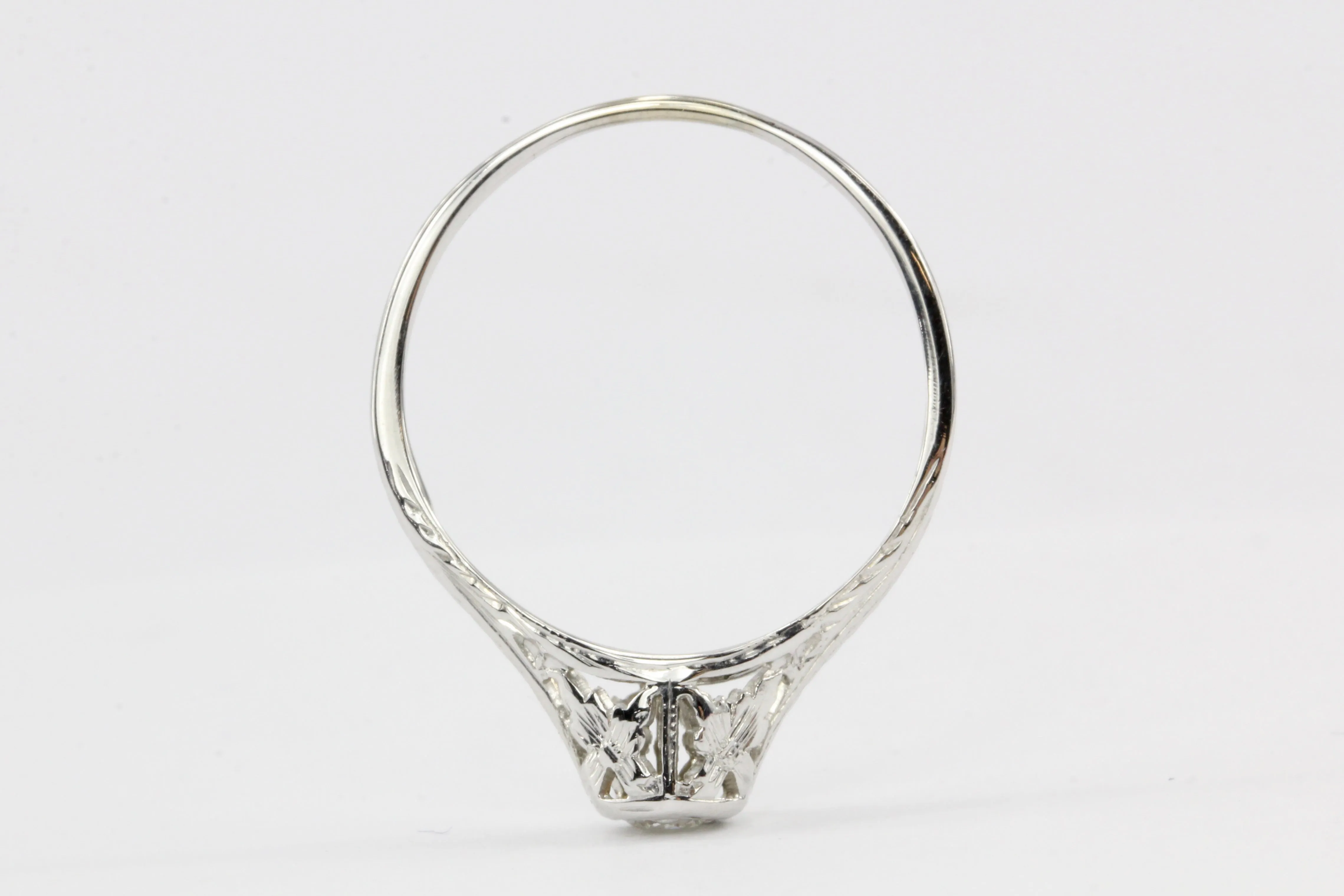 Art Deco 14K White Gold .09CT Diamond Ring