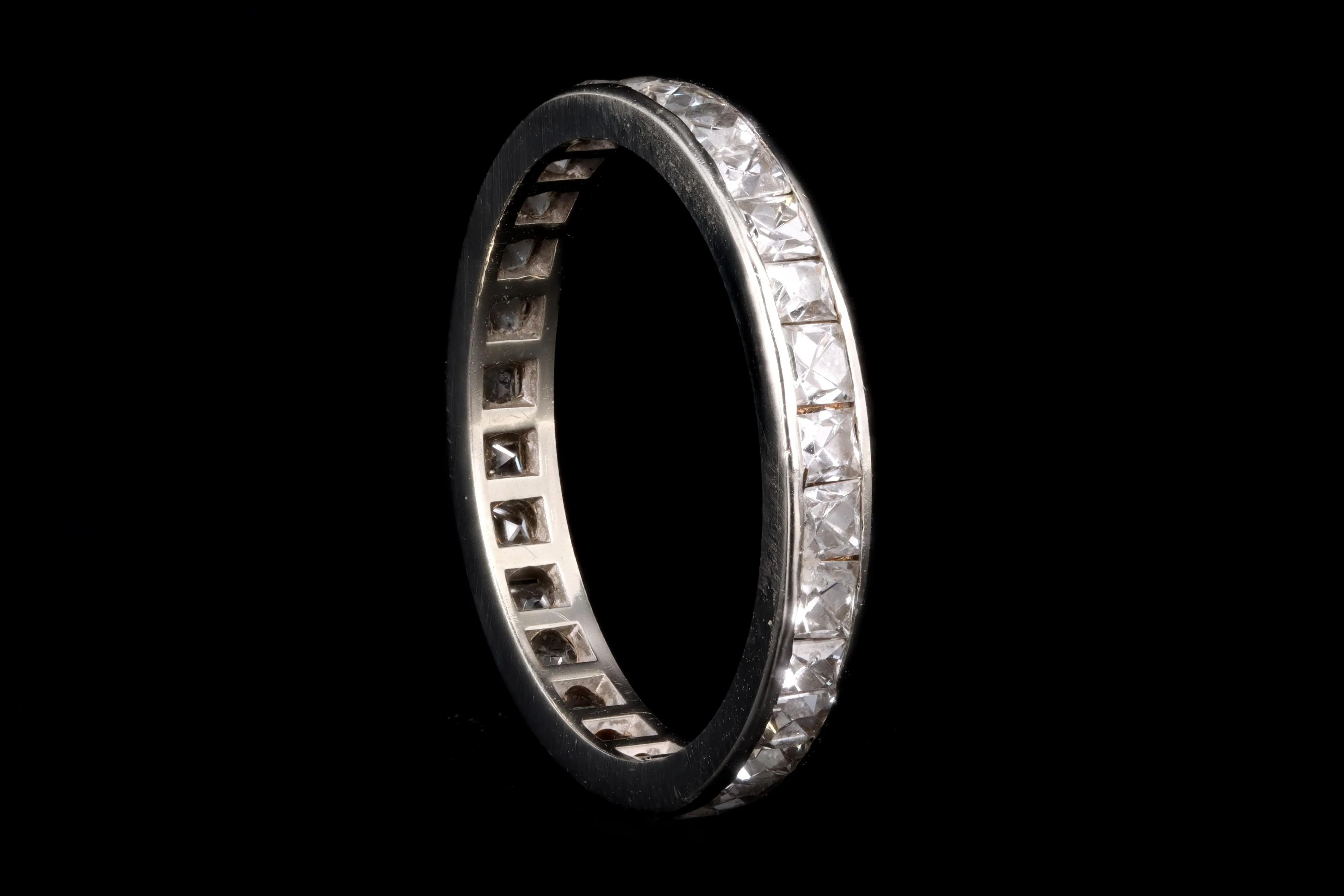 Art Deco 14K White Gold 1.5 Carat Total Weight French Cut Diamond Channel Eternity Wedding Band