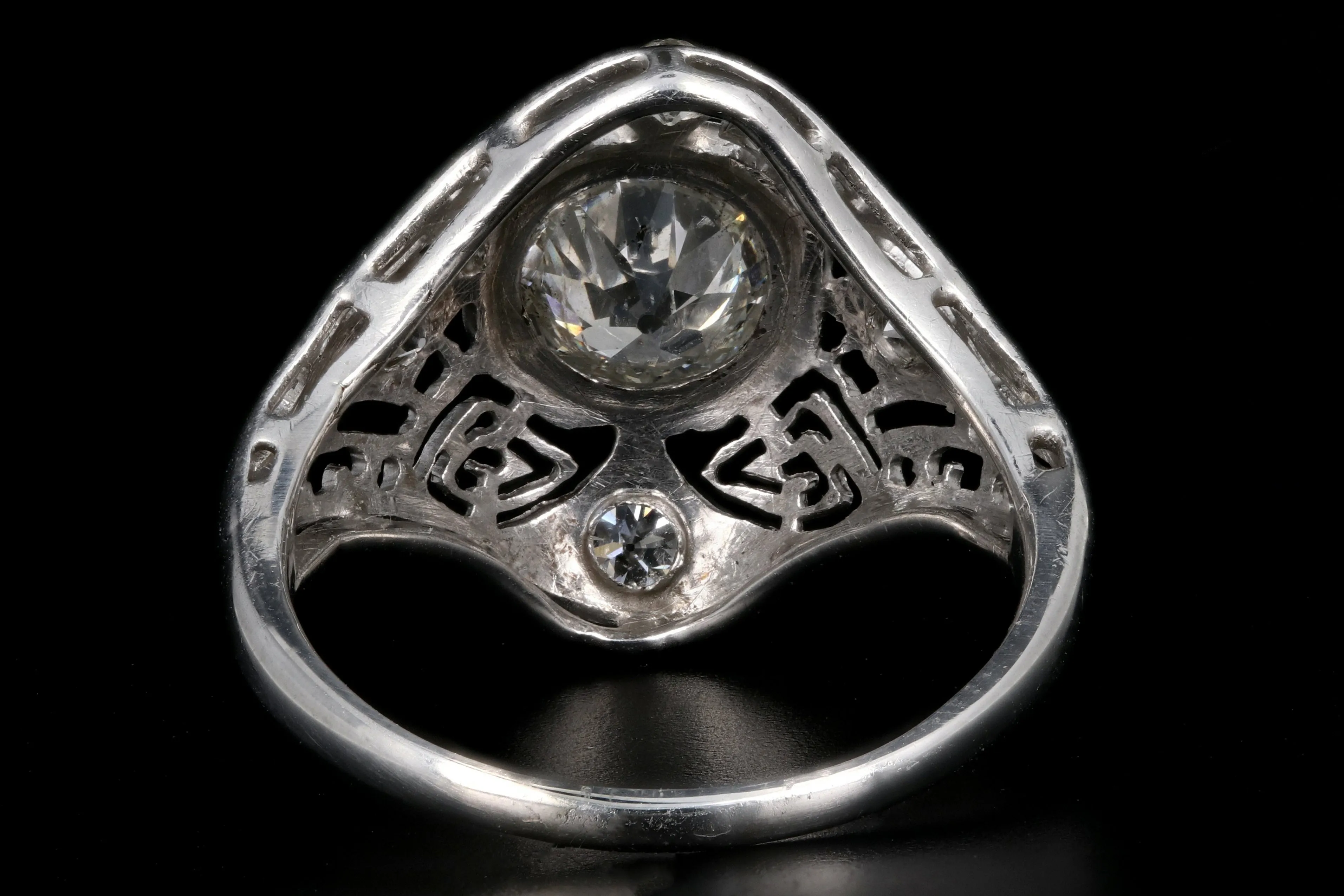 Art Deco 14K White Gold 1CT Old European Cut Diamond Ring