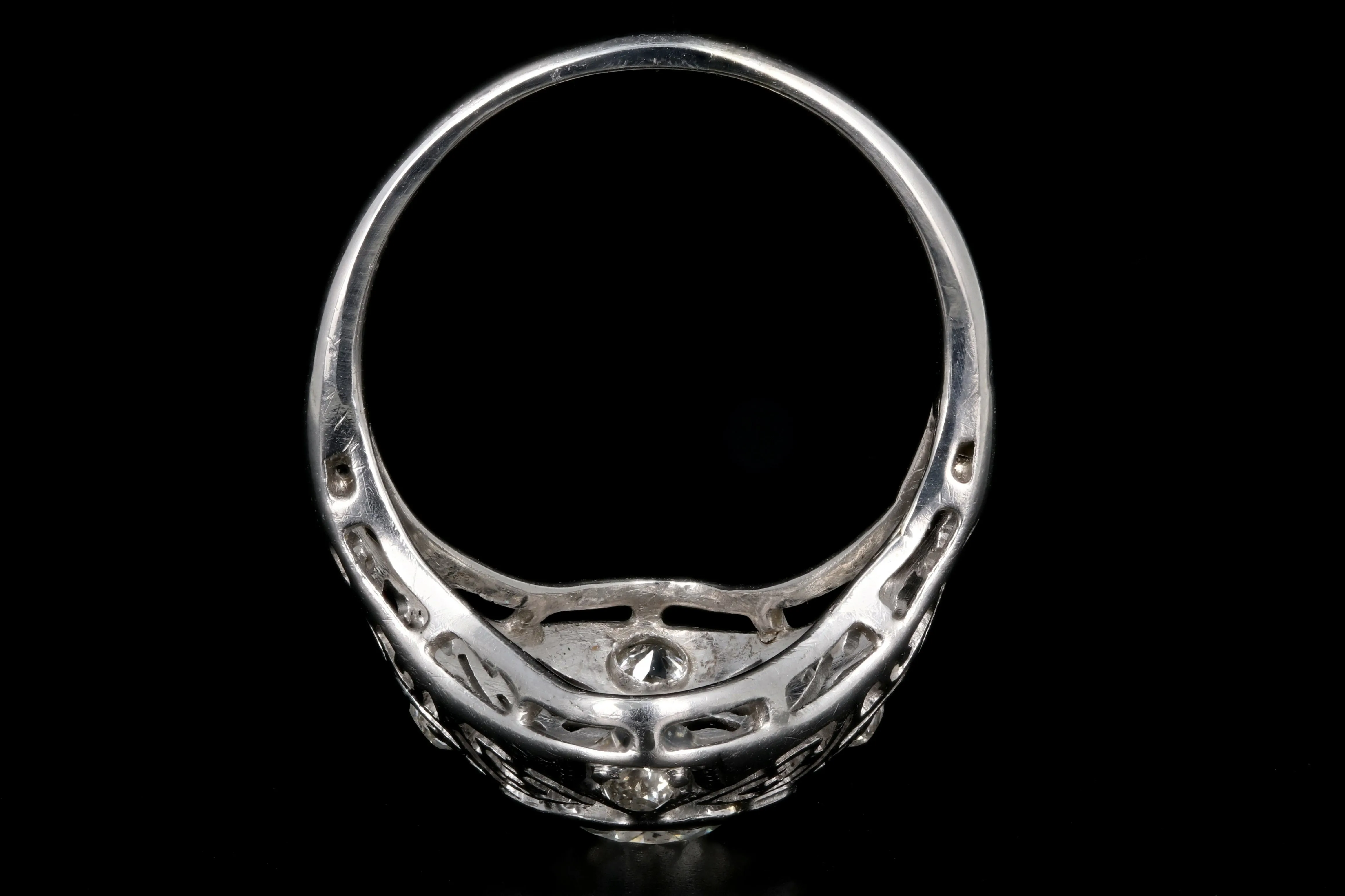 Art Deco 14K White Gold 1CT Old European Cut Diamond Ring