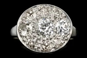 Art Deco 14K White Gold .40 CT Old European Cut Diamond Cluster Ring