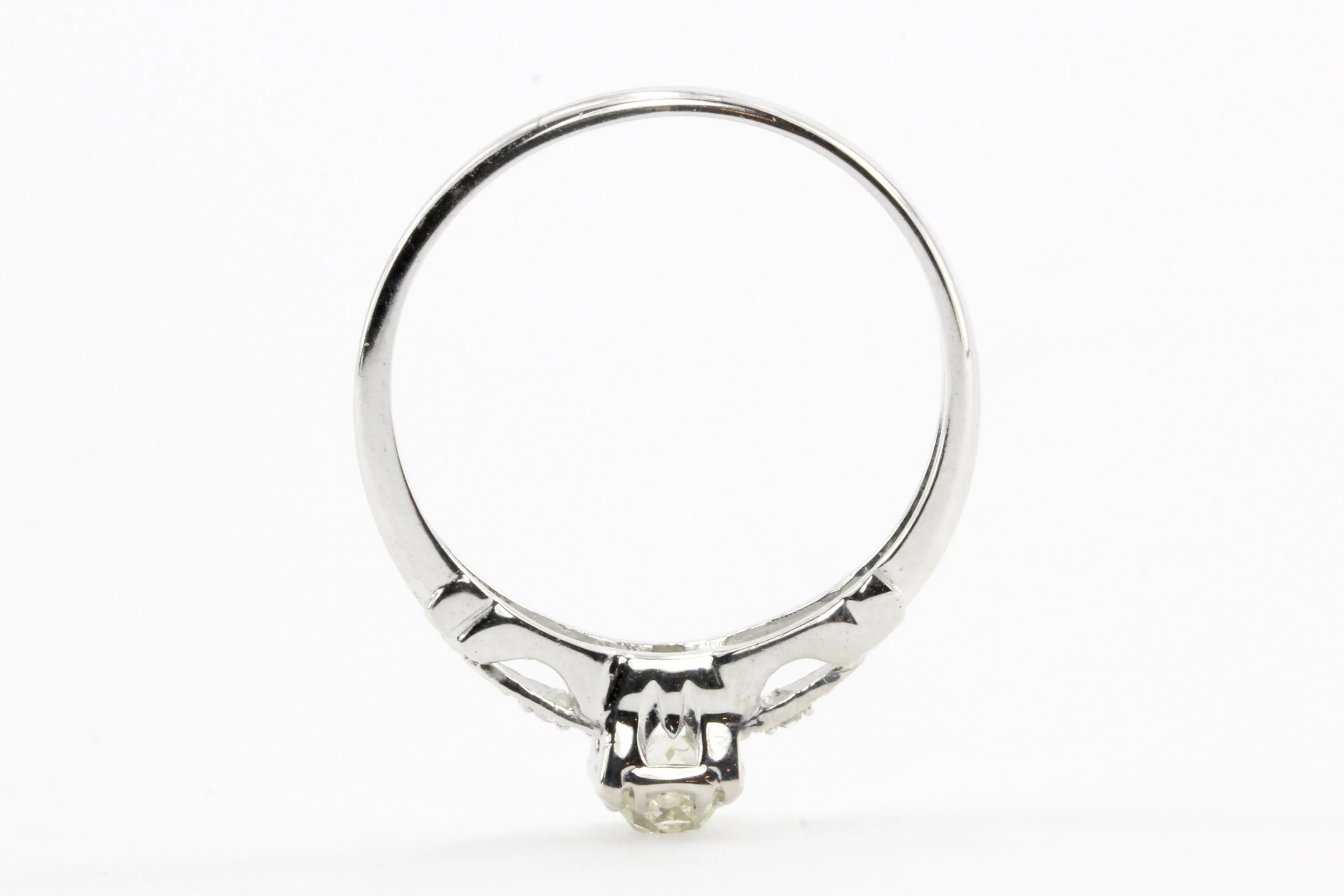 Art Deco 14k White Gold Old European Cut Diamond Engagement Ring c.1920
