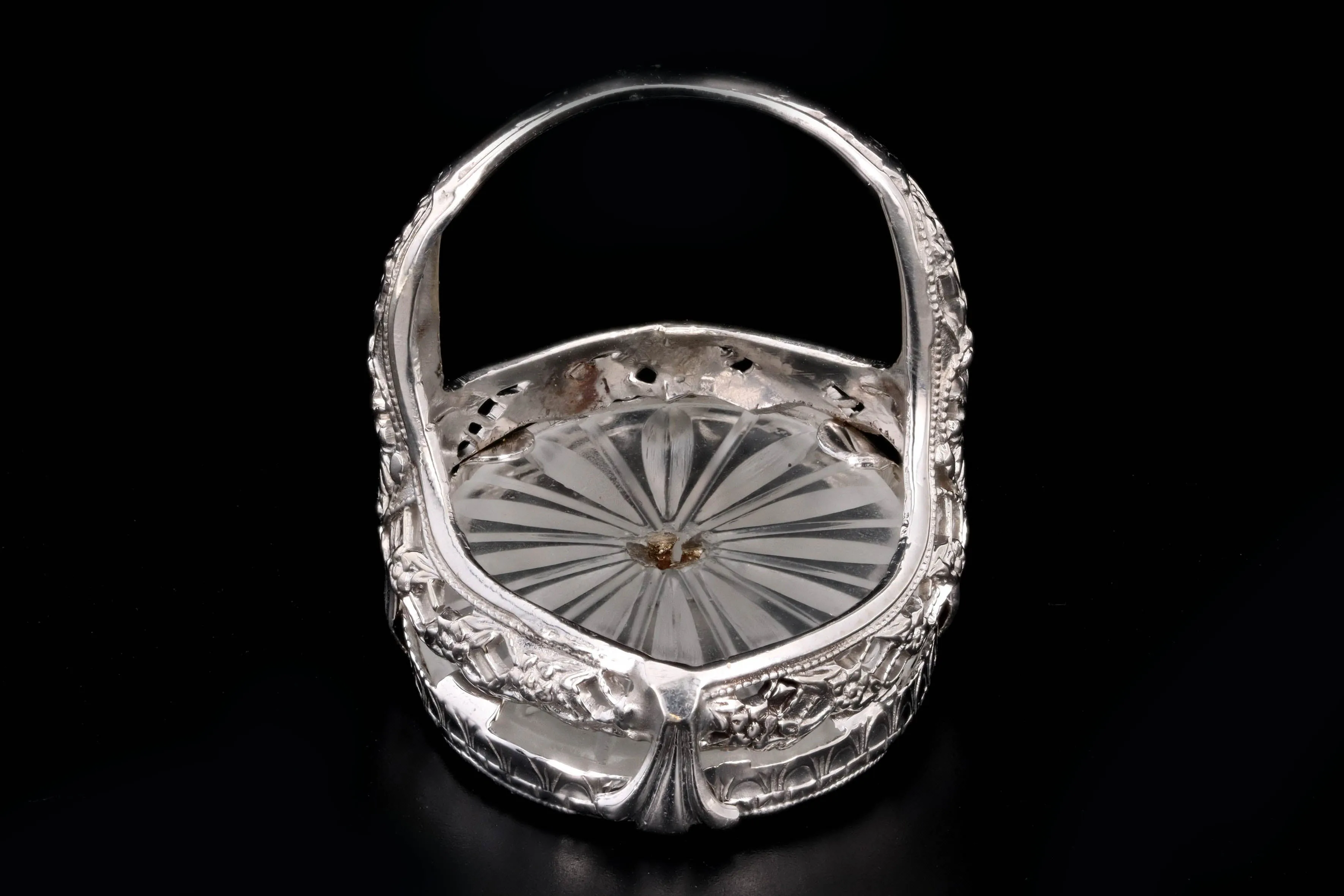 Art Deco 14K White Gold Rock Crystal Quartz & Diamond Filigree Ring