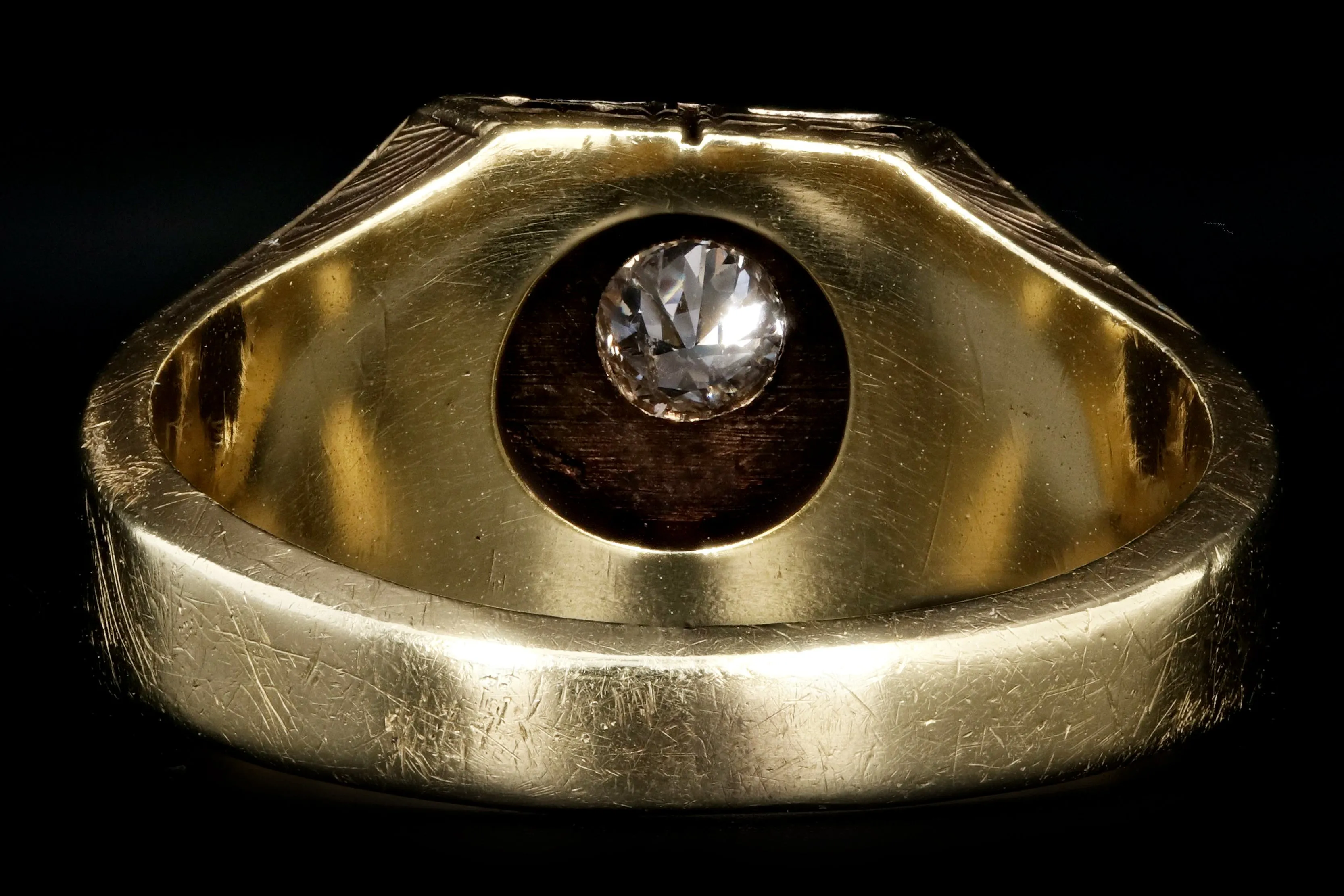 Art Deco 14K Yellow Gold .17 Carat Old European Cut Diamond Ring