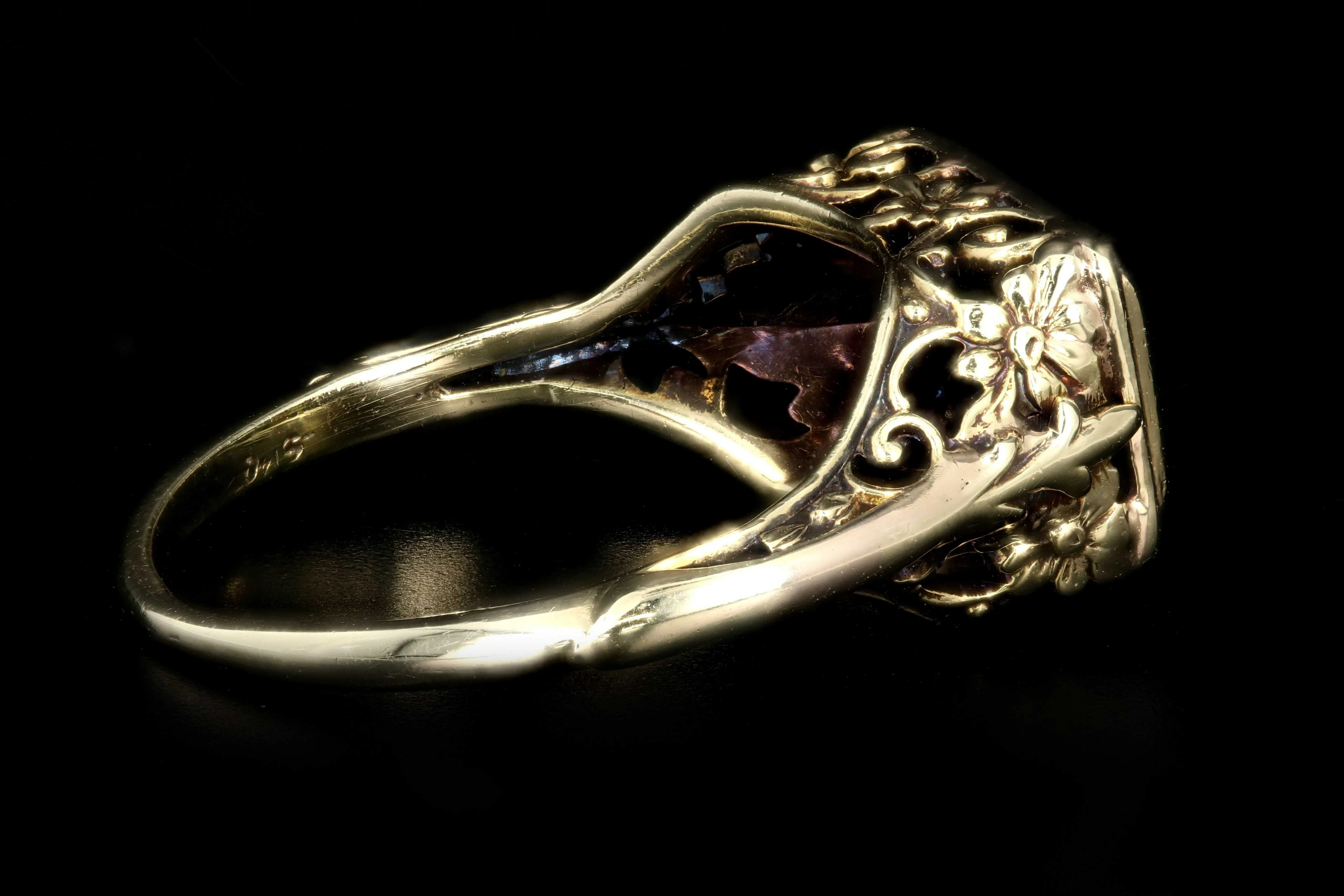 Art Deco 14K Yellow Gold .75CTW Green Tourmaline Ring