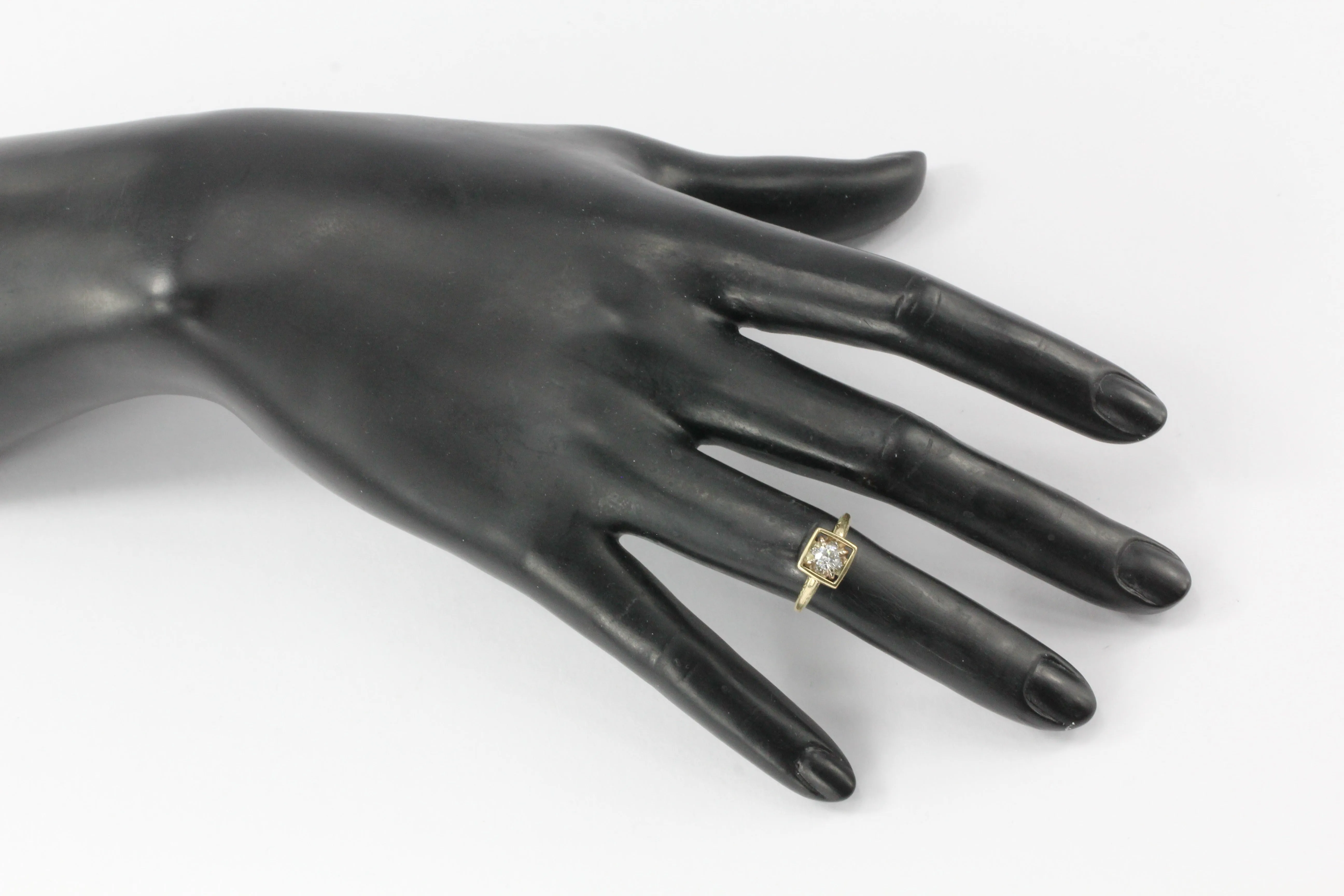 Art Deco 14K Yellow Gold Diamond Stickpin Conversion Ring Size 5.5