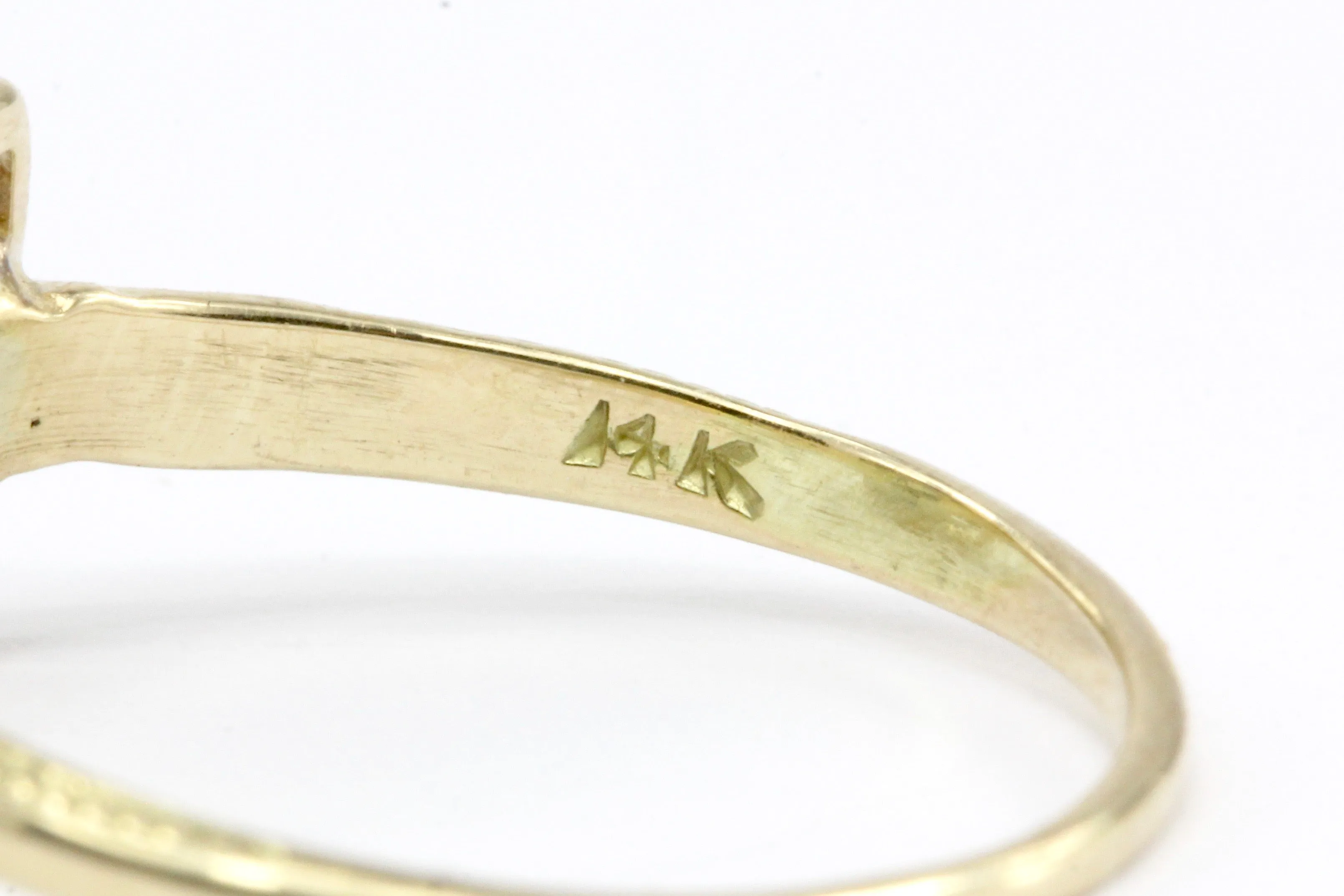 Art Deco 14K Yellow Gold Diamond Stickpin Conversion Ring Size 5.5