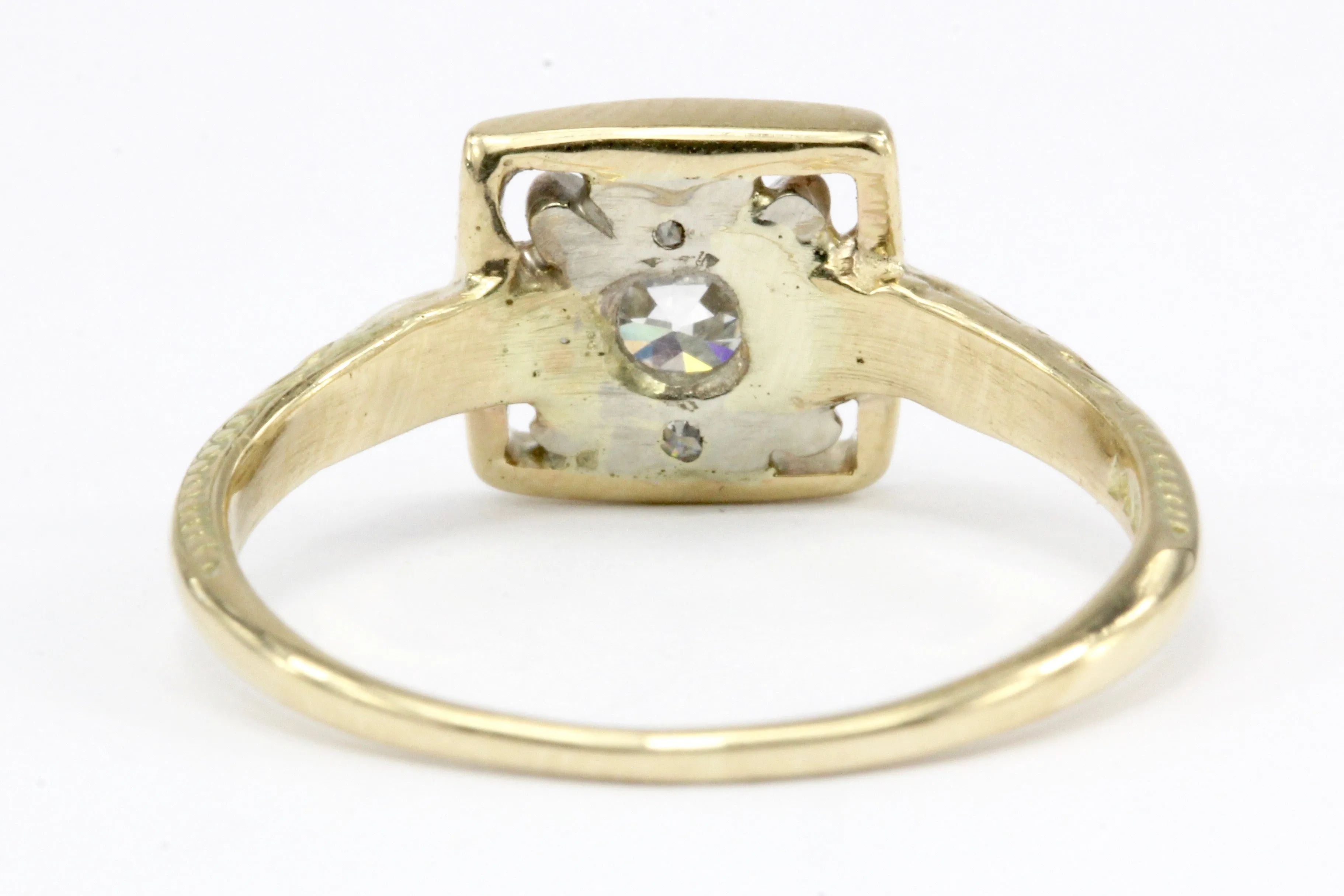 Art Deco 14K Yellow Gold Diamond Stickpin Conversion Ring Size 5.5