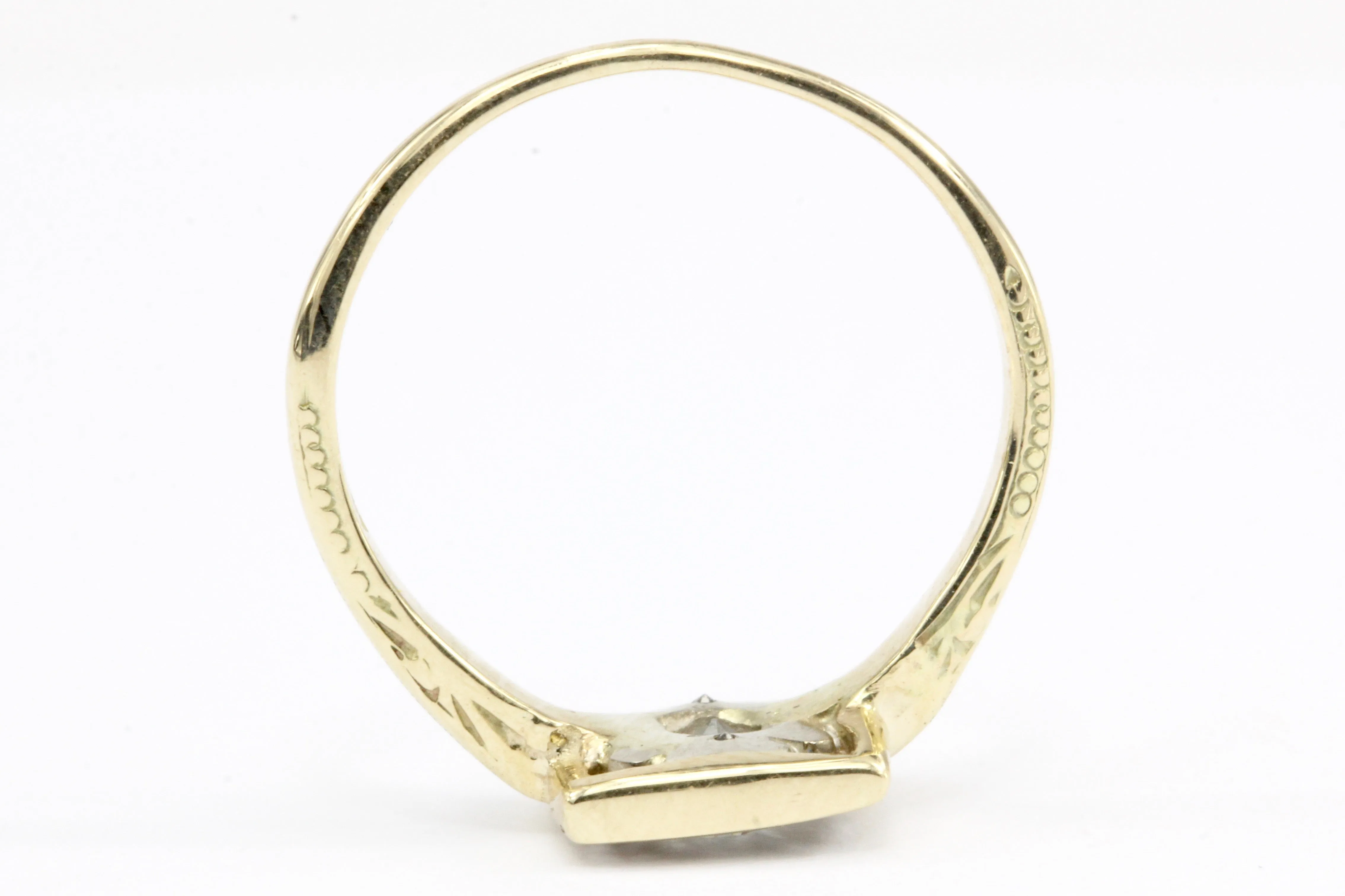 Art Deco 14K Yellow Gold Diamond Stickpin Conversion Ring Size 5.5