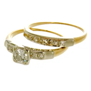 Art Deco 14kt & Platinum Diamond Bridal Set