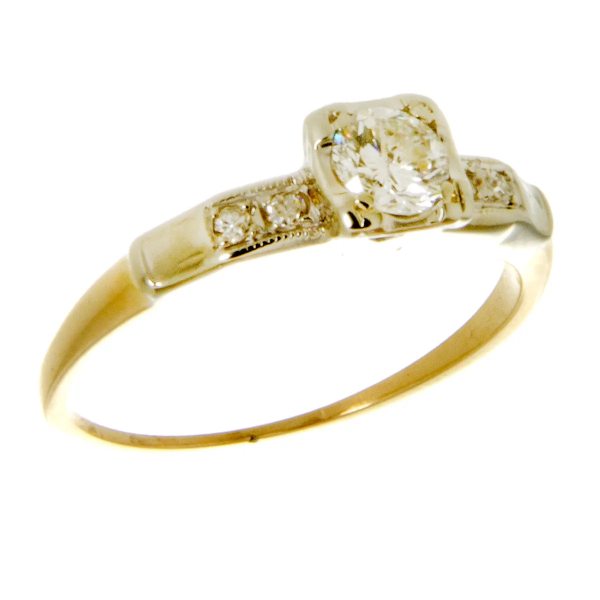 Art Deco 14kt & Platinum Diamond Bridal Set