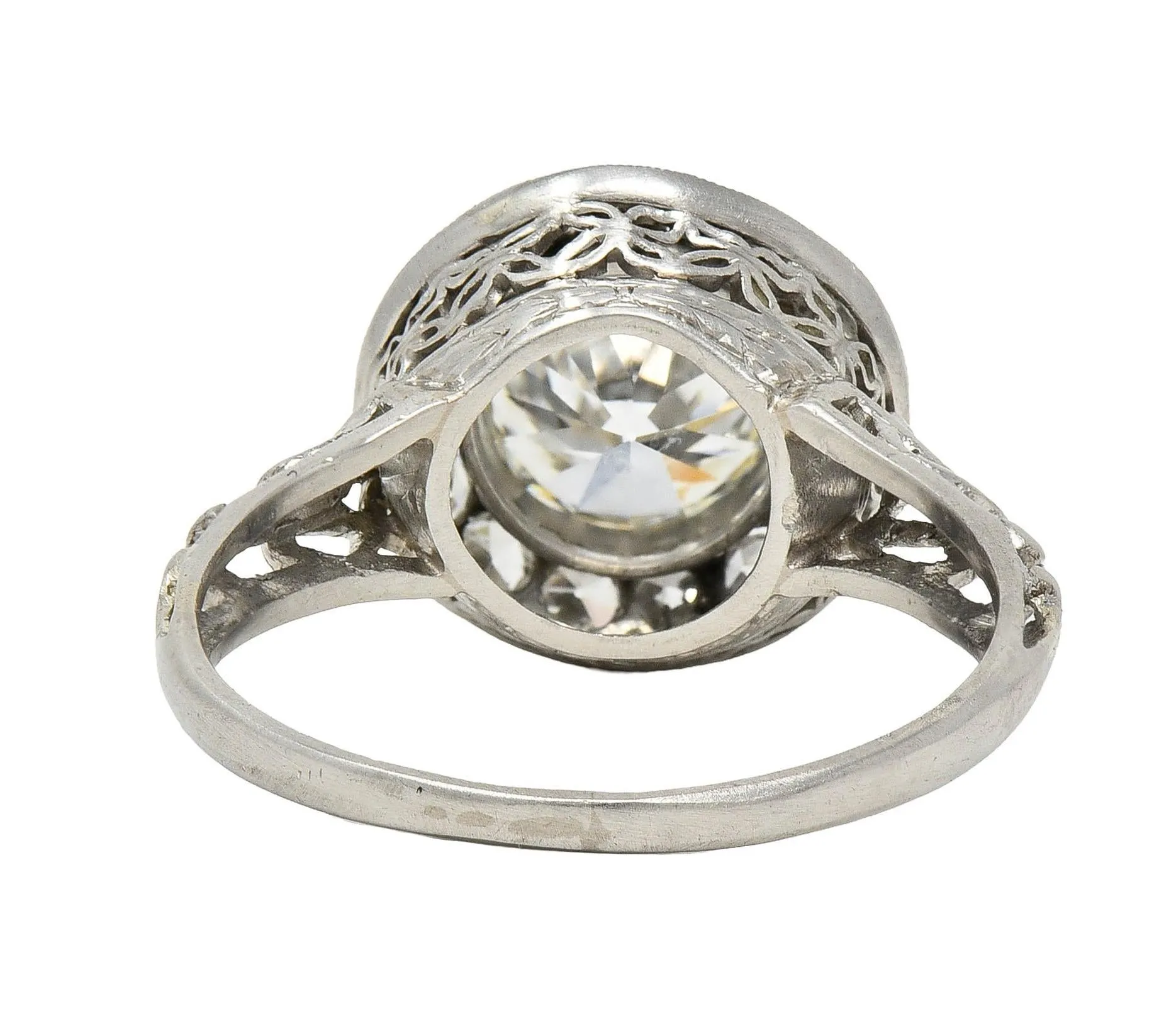 Art Deco 1.75 CTW Old European Diamond Platinum Vintage Orange Blossom Halo Engagement Ring