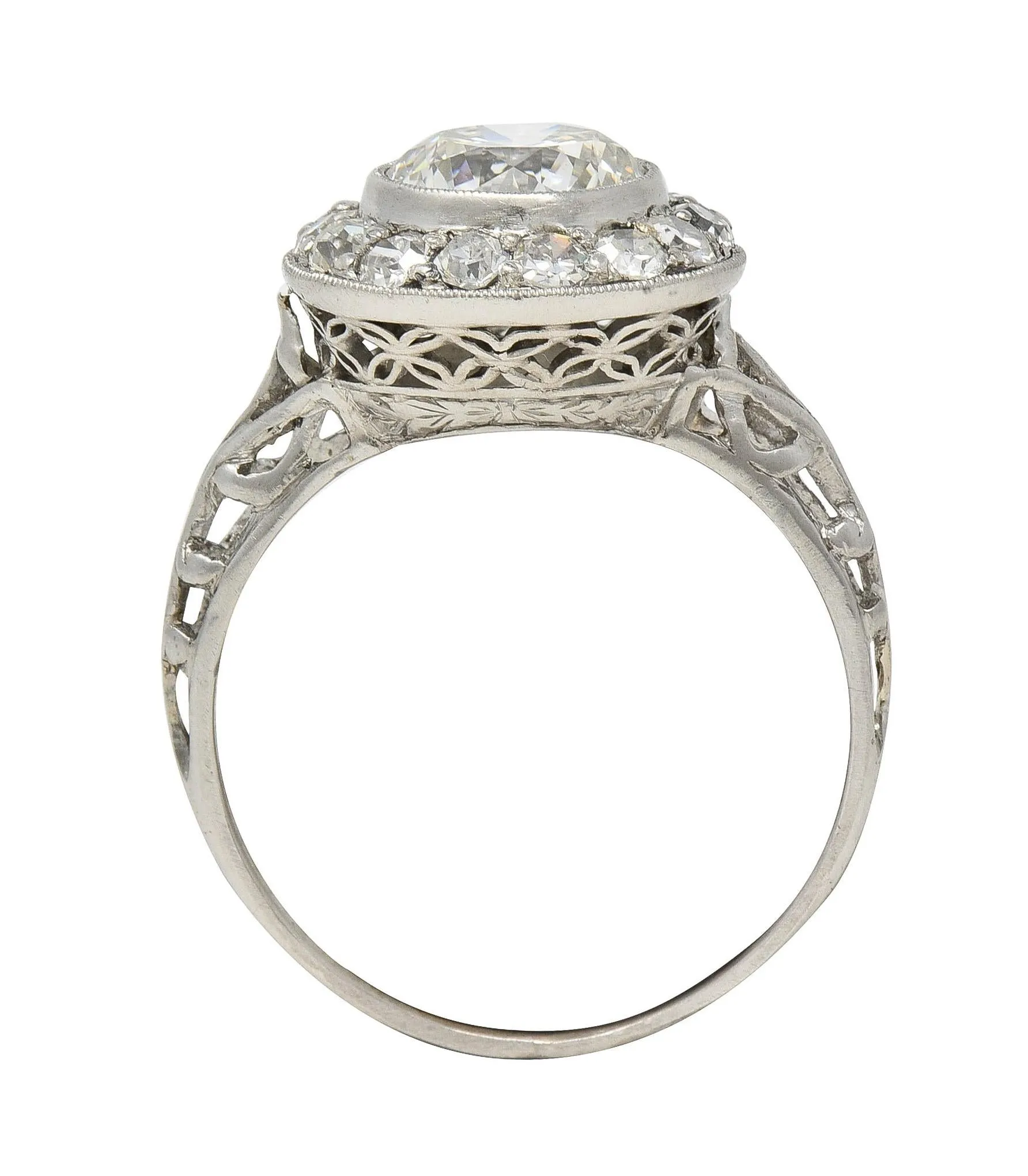 Art Deco 1.75 CTW Old European Diamond Platinum Vintage Orange Blossom Halo Engagement Ring