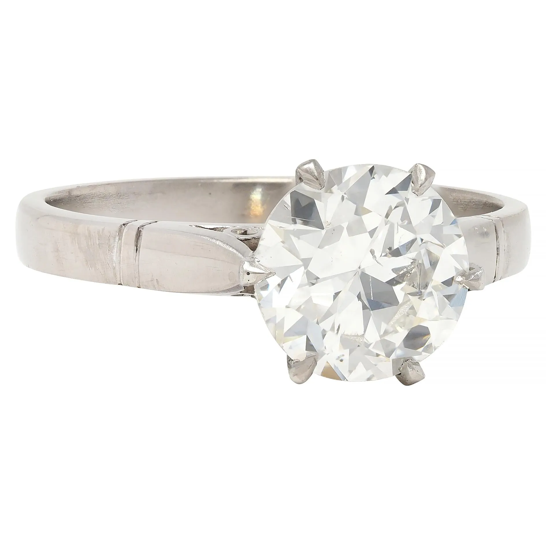 Art Deco 1.76 CTW Old European Cut Diamond Platinum Vintage Solitaire Engagement Ring GIA