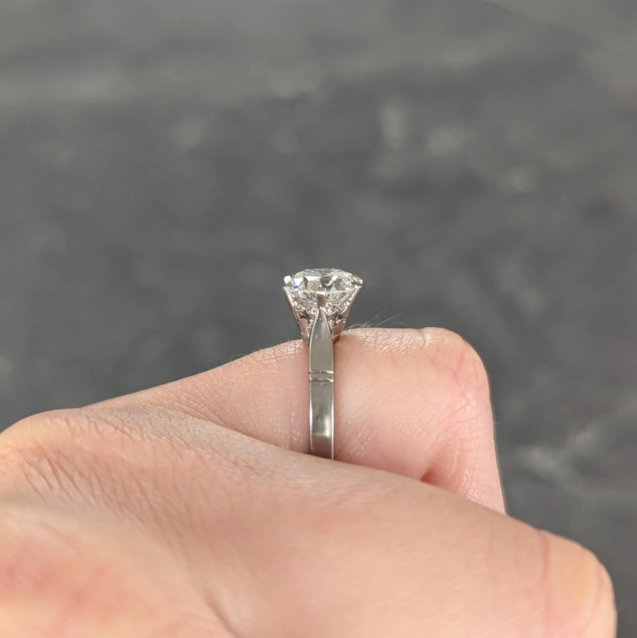 Art Deco 1.76 CTW Old European Cut Diamond Platinum Vintage Solitaire Engagement Ring GIA