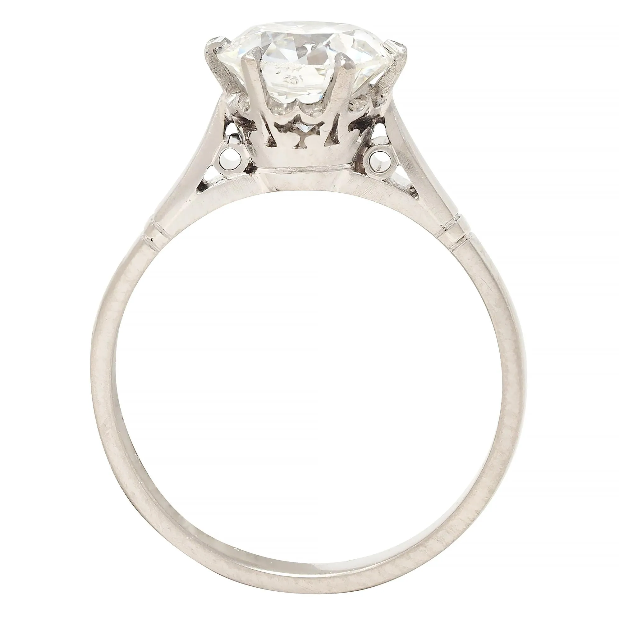 Art Deco 1.76 CTW Old European Cut Diamond Platinum Vintage Solitaire Engagement Ring GIA