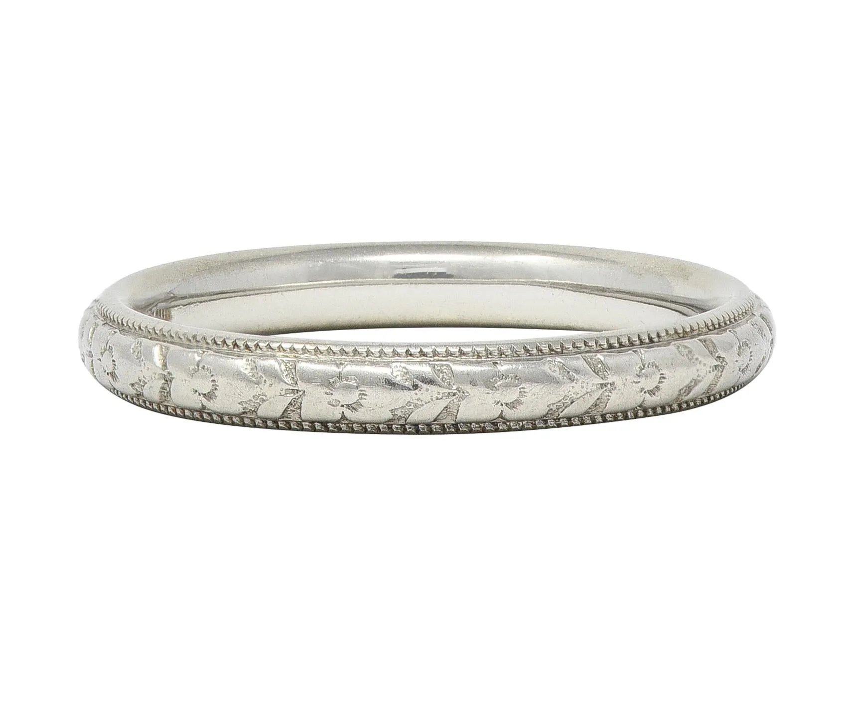 Art Deco 18 Karat White Gold Orange Blossom Vintage Wedding Band Ring
