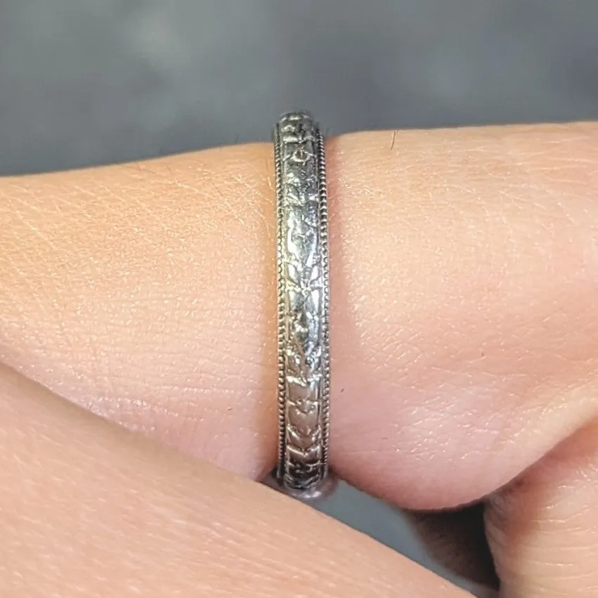 Art Deco 18 Karat White Gold Orange Blossom Vintage Wedding Band Ring