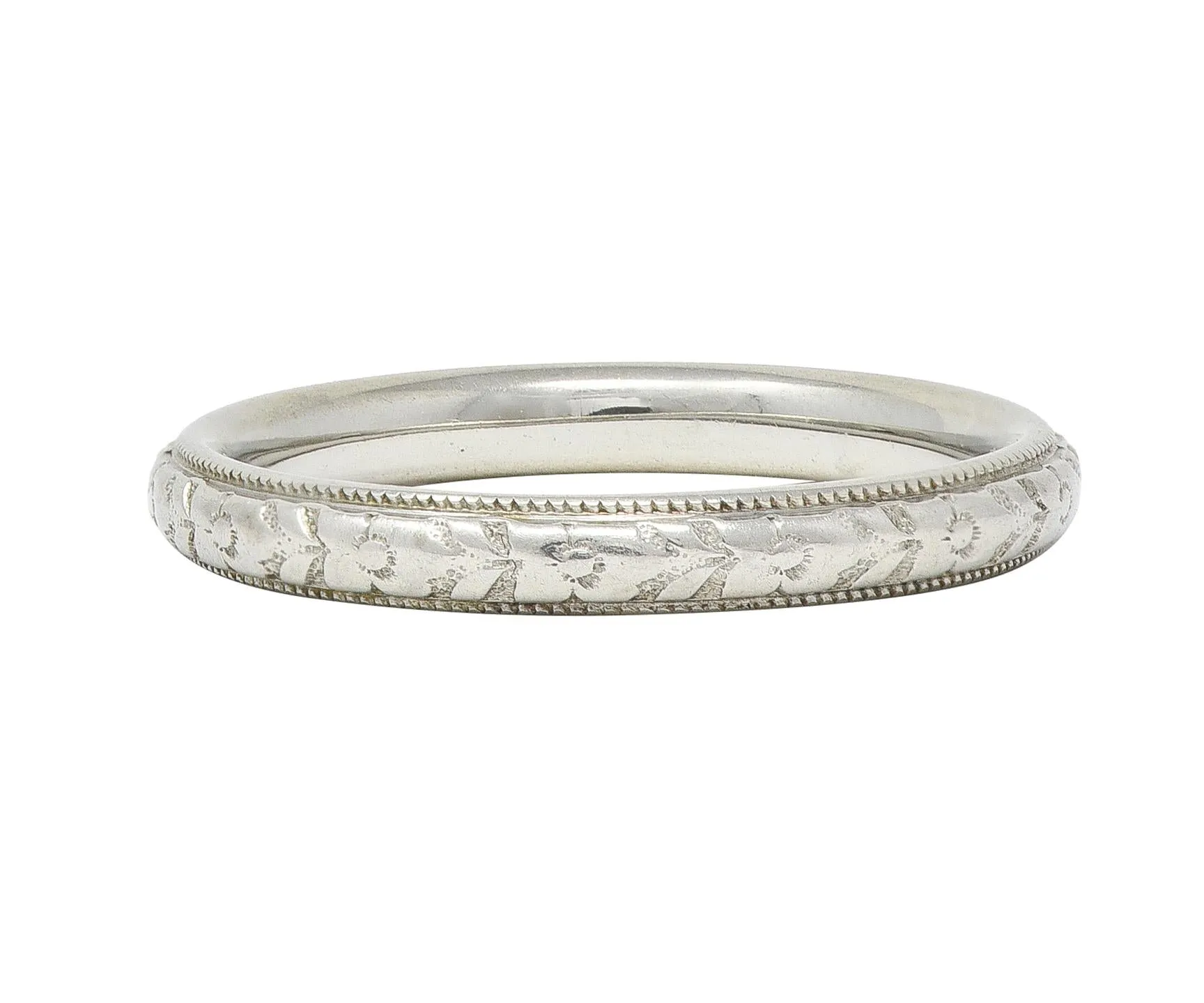 Art Deco 18 Karat White Gold Orange Blossom Vintage Wedding Band Ring