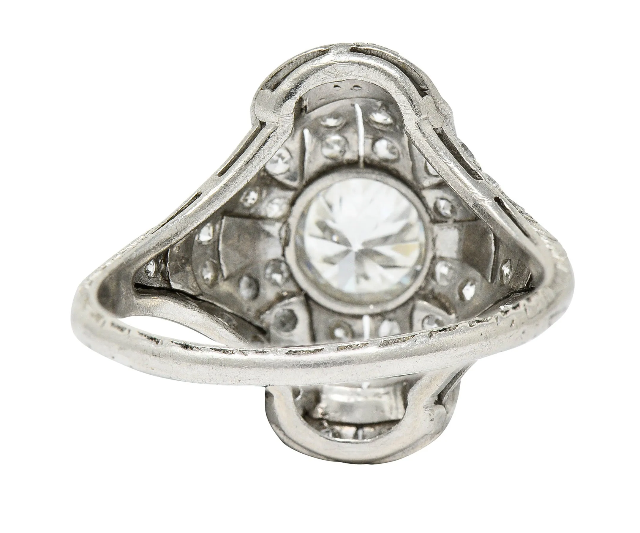 Art Deco 1.80 CTW Diamond Onyx Platinum Dinner Ring Circa 1930