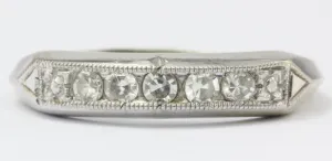 Art Deco 18K Gold & Palladium Single Cut Diamond Ring Band Size 2.5