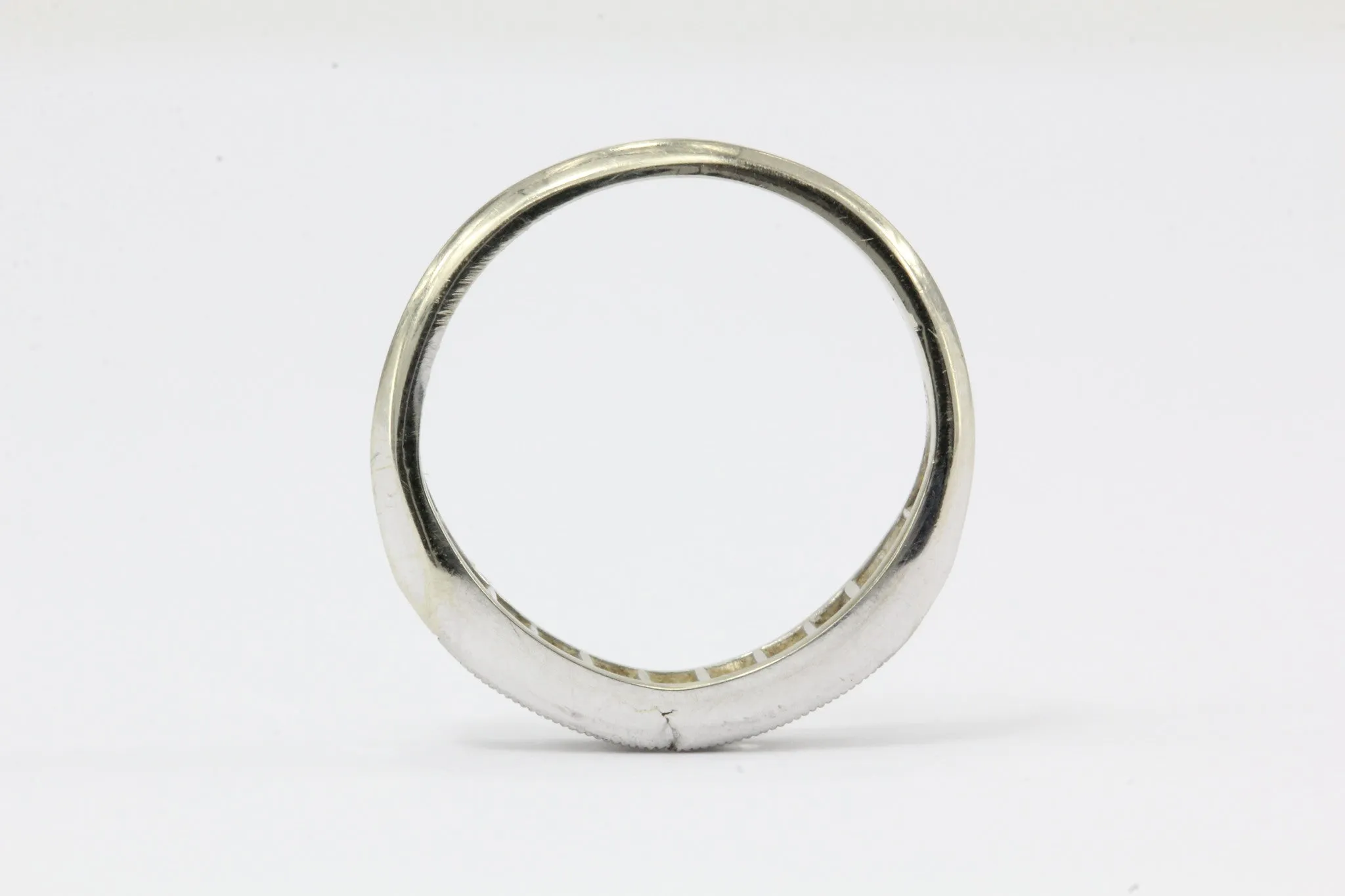 Art Deco 18K Gold & Palladium Single Cut Diamond Ring Band Size 2.5