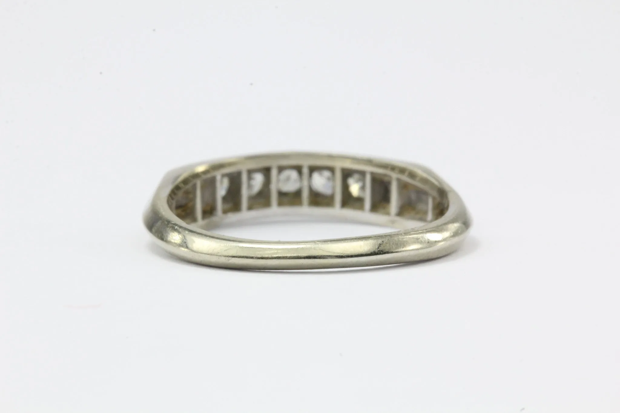 Art Deco 18K Gold & Palladium Single Cut Diamond Ring Band Size 2.5