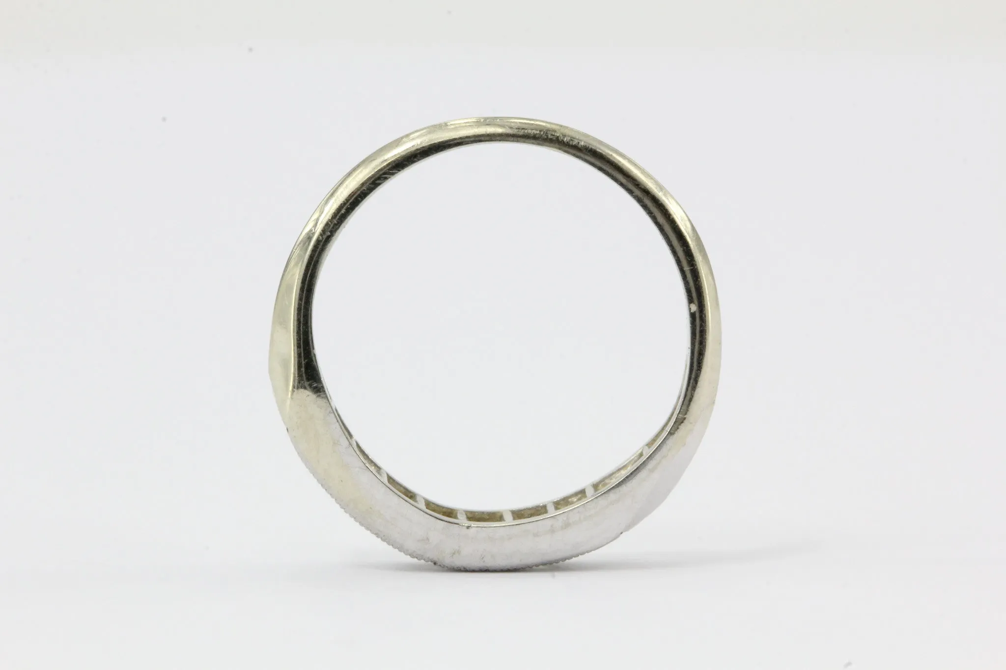 Art Deco 18K Gold & Palladium Single Cut Diamond Ring Band Size 2.5