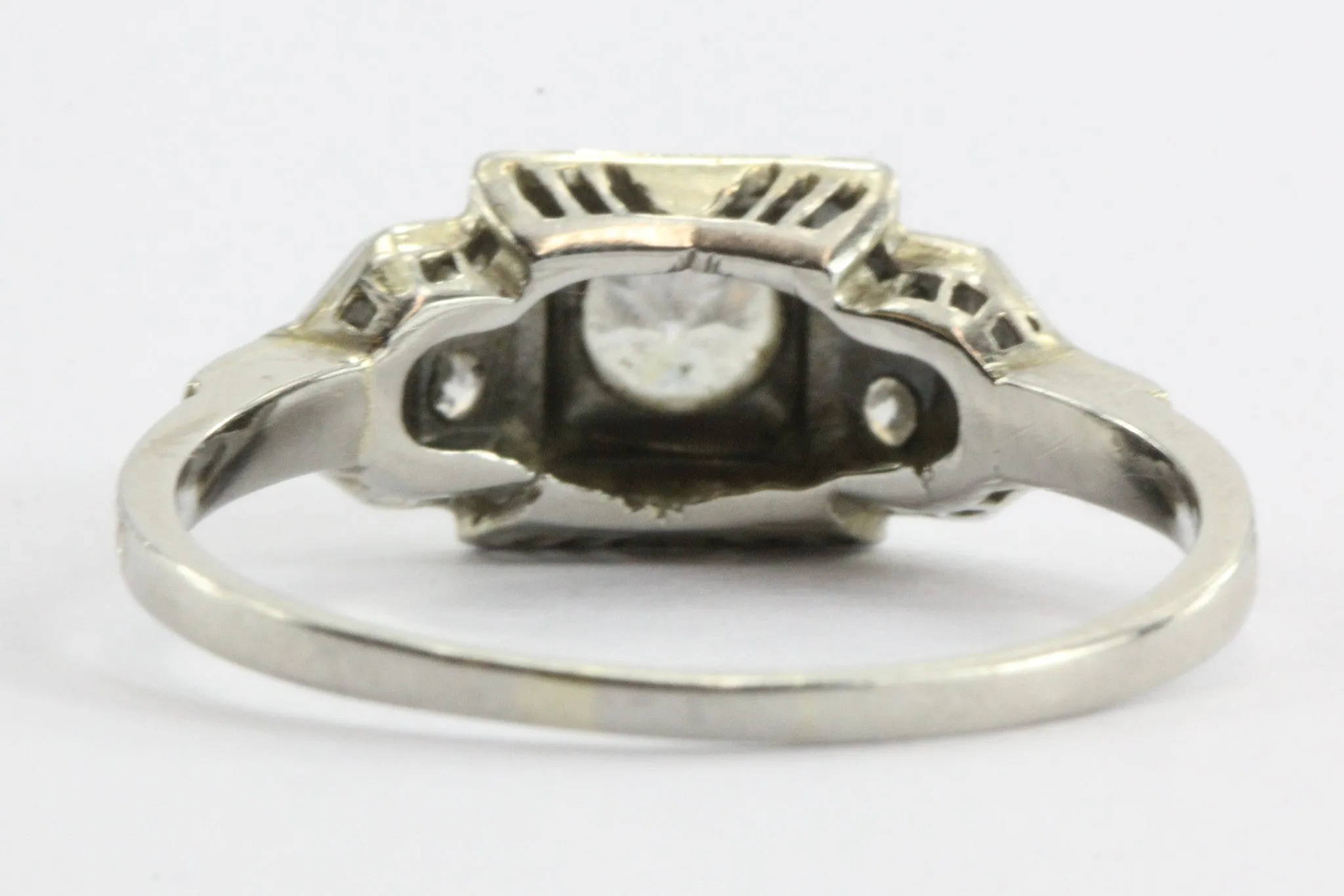 Art Deco 18K White Gold 1/2 Carat Old Mine Cut Diamond Engagement Ring