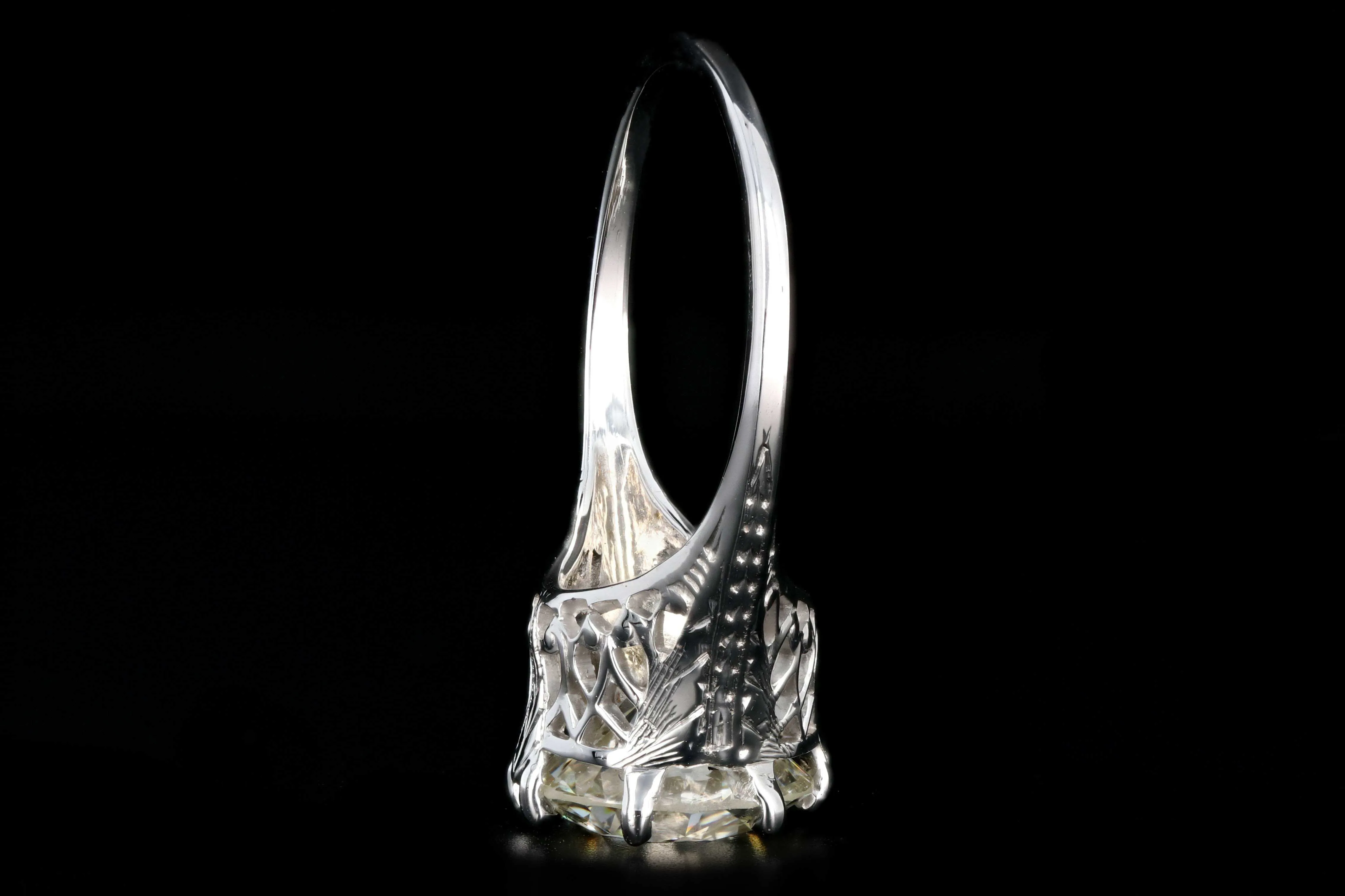 Art Deco 18K White Gold 3.27 CTW Old European Cut Diamond Engagement Ring GIA Certification
