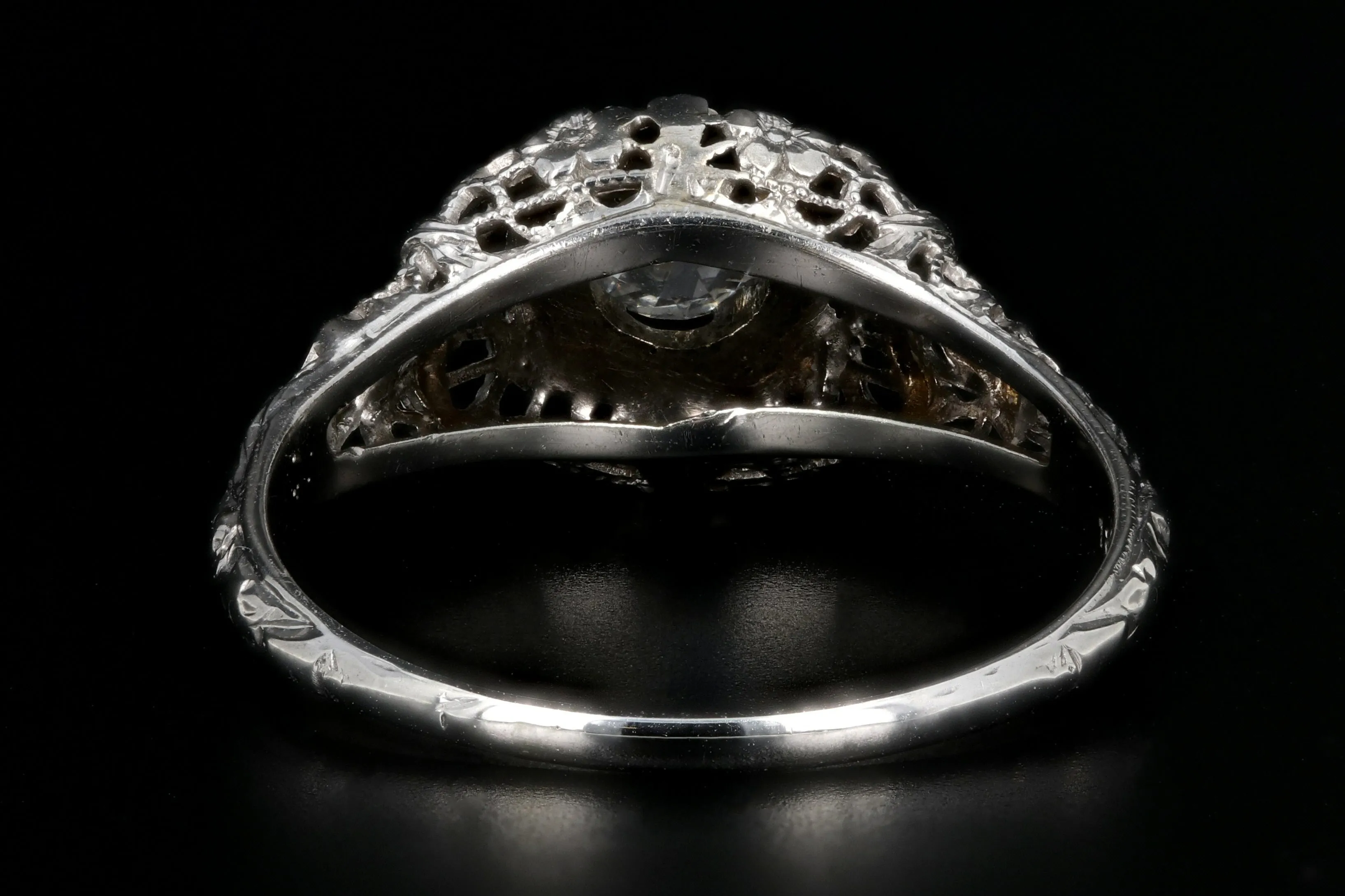 Art Deco 18K White Gold .36 Carat Diamond Engagement Ring