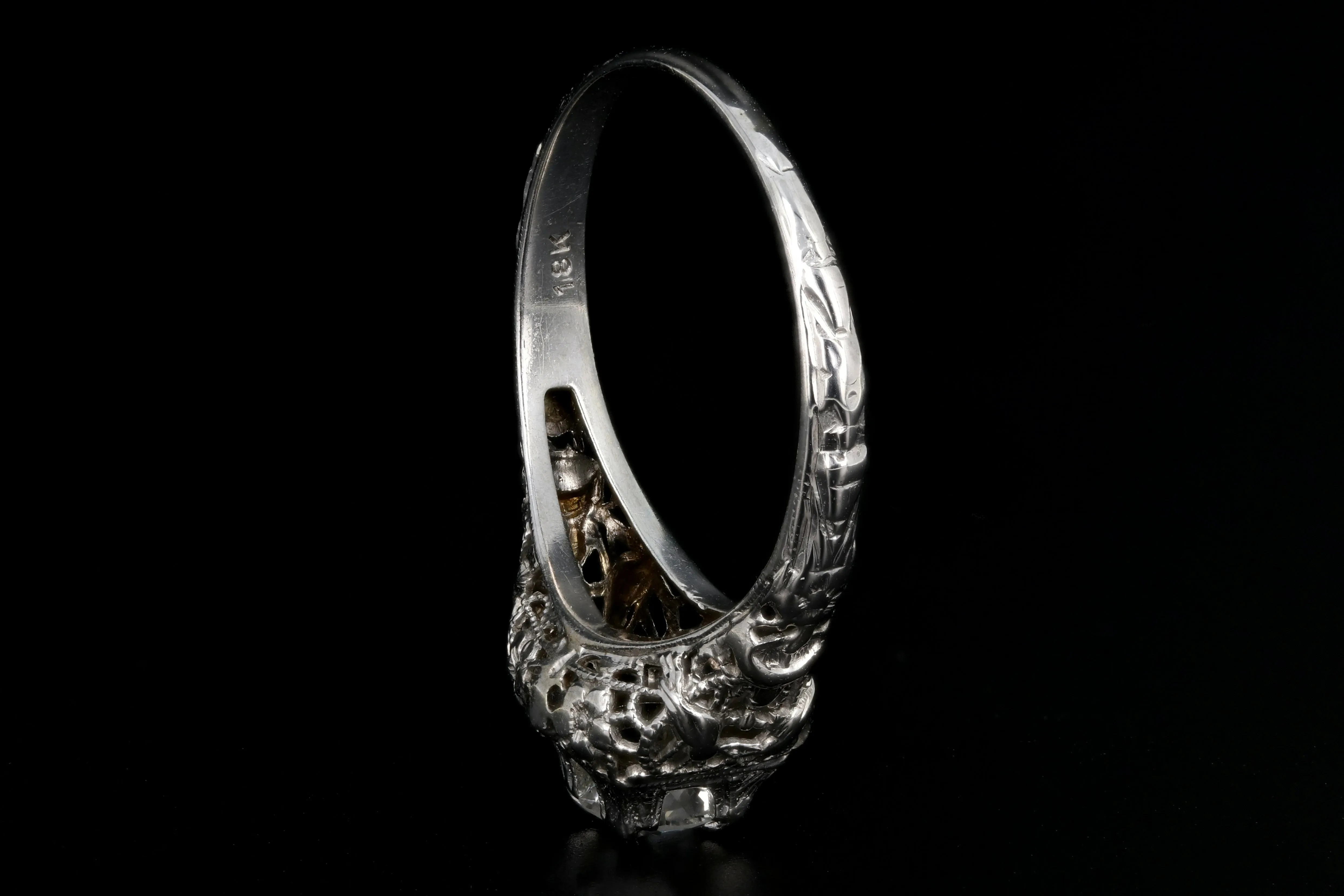 Art Deco 18K White Gold .36 Carat Diamond Engagement Ring