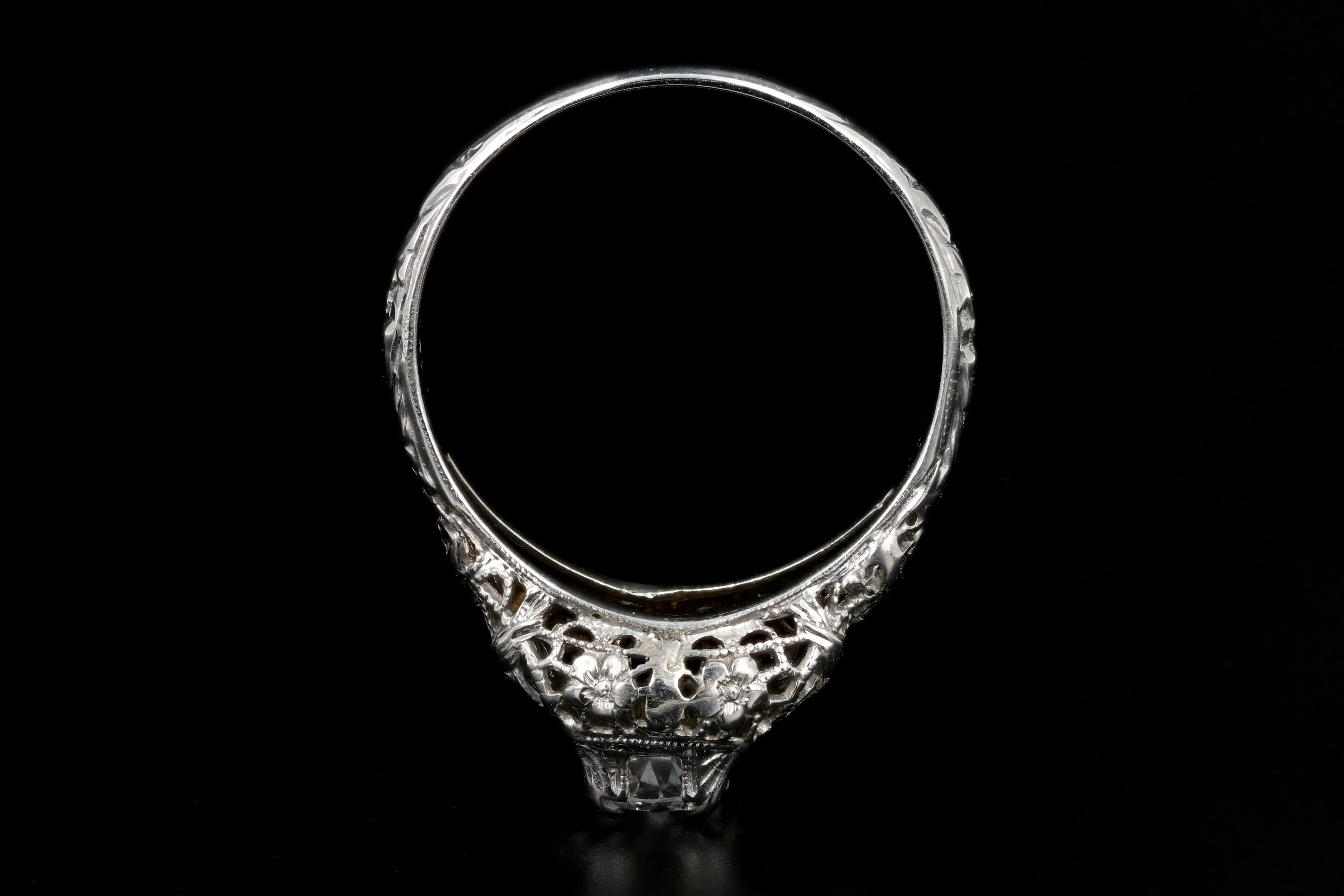 Art Deco 18K White Gold .36 Carat Diamond Engagement Ring