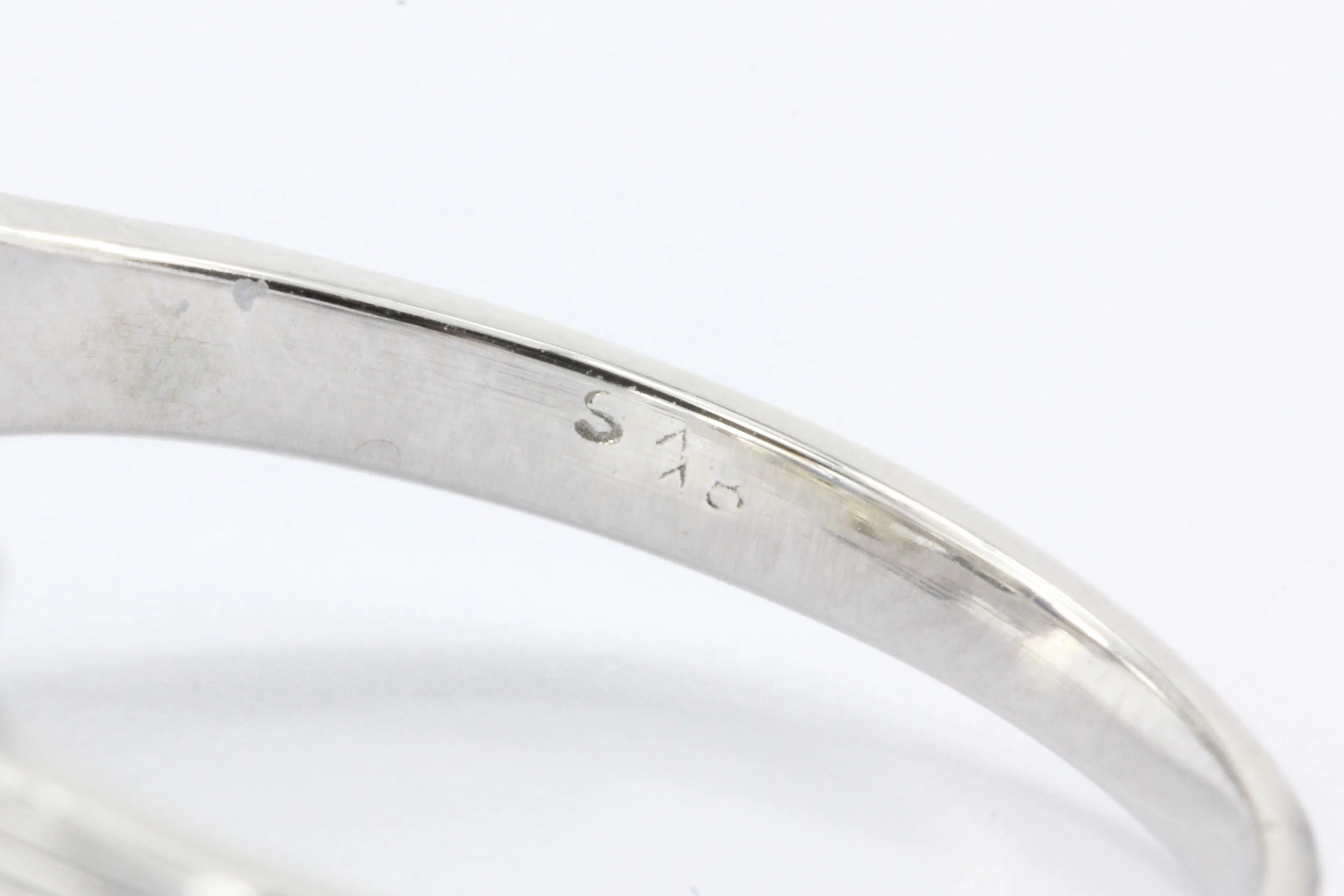 Art Deco 18K White Gold Old European Cut Diamond Sapphire Ring c.1920's