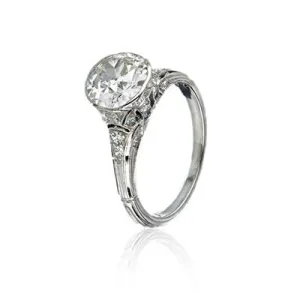 Art Deco 2.09 carat Old European Cut Diamond L/VS1 GIA Ring