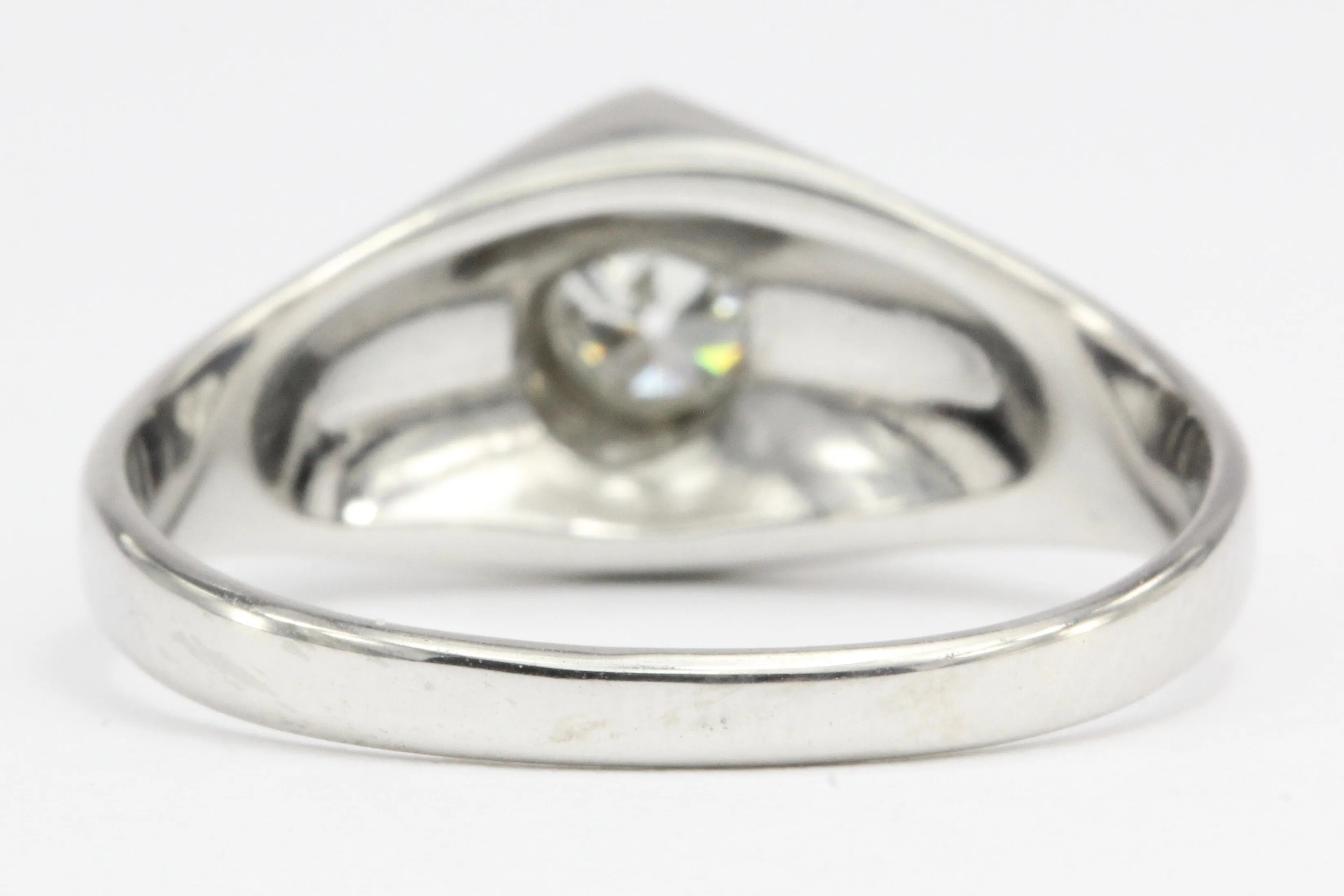 Art Deco 20K White Gold Old European Cut Diamond Ring Size 8