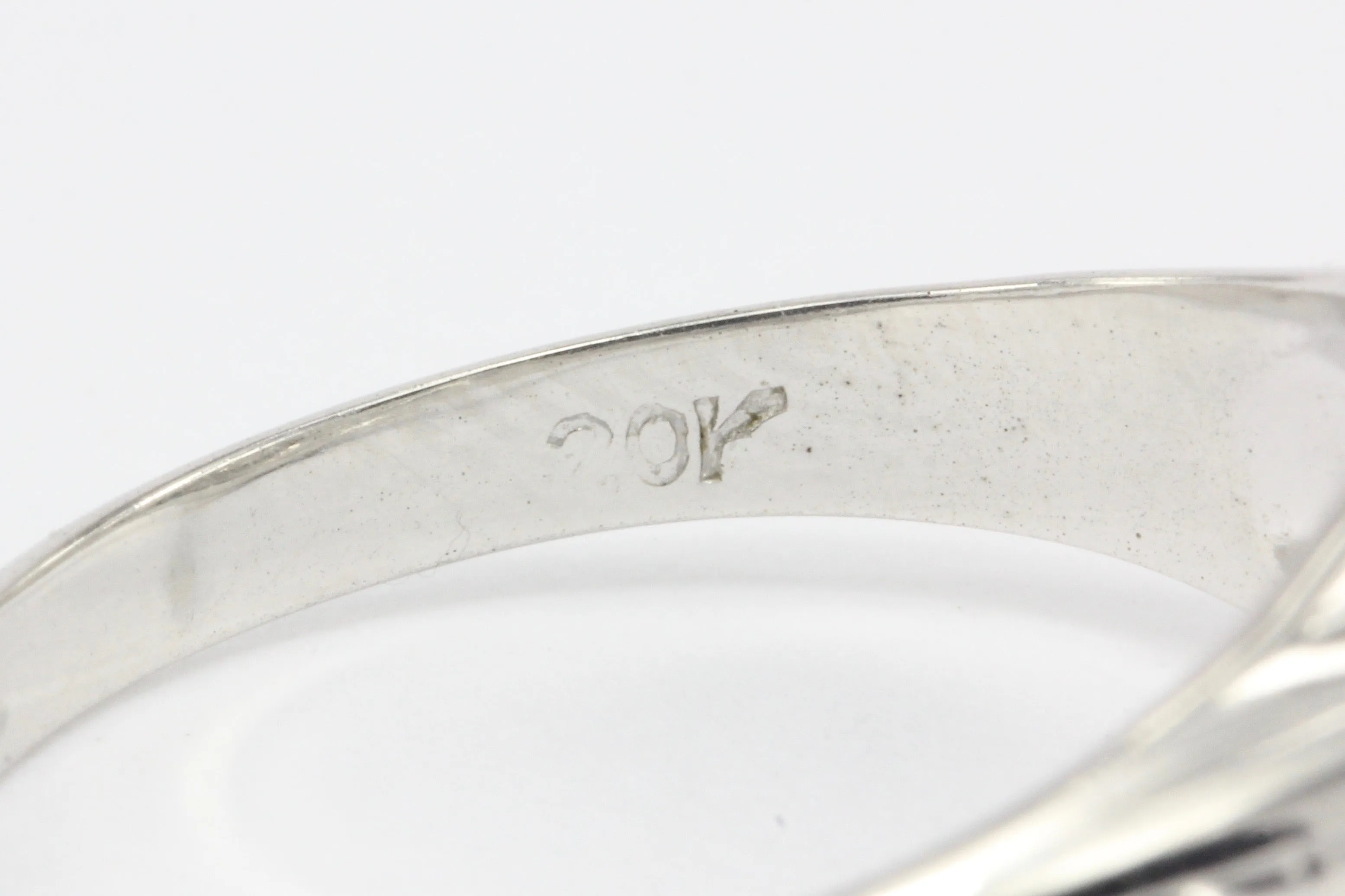 Art Deco 20K White Gold Old European Cut Diamond Ring Size 8