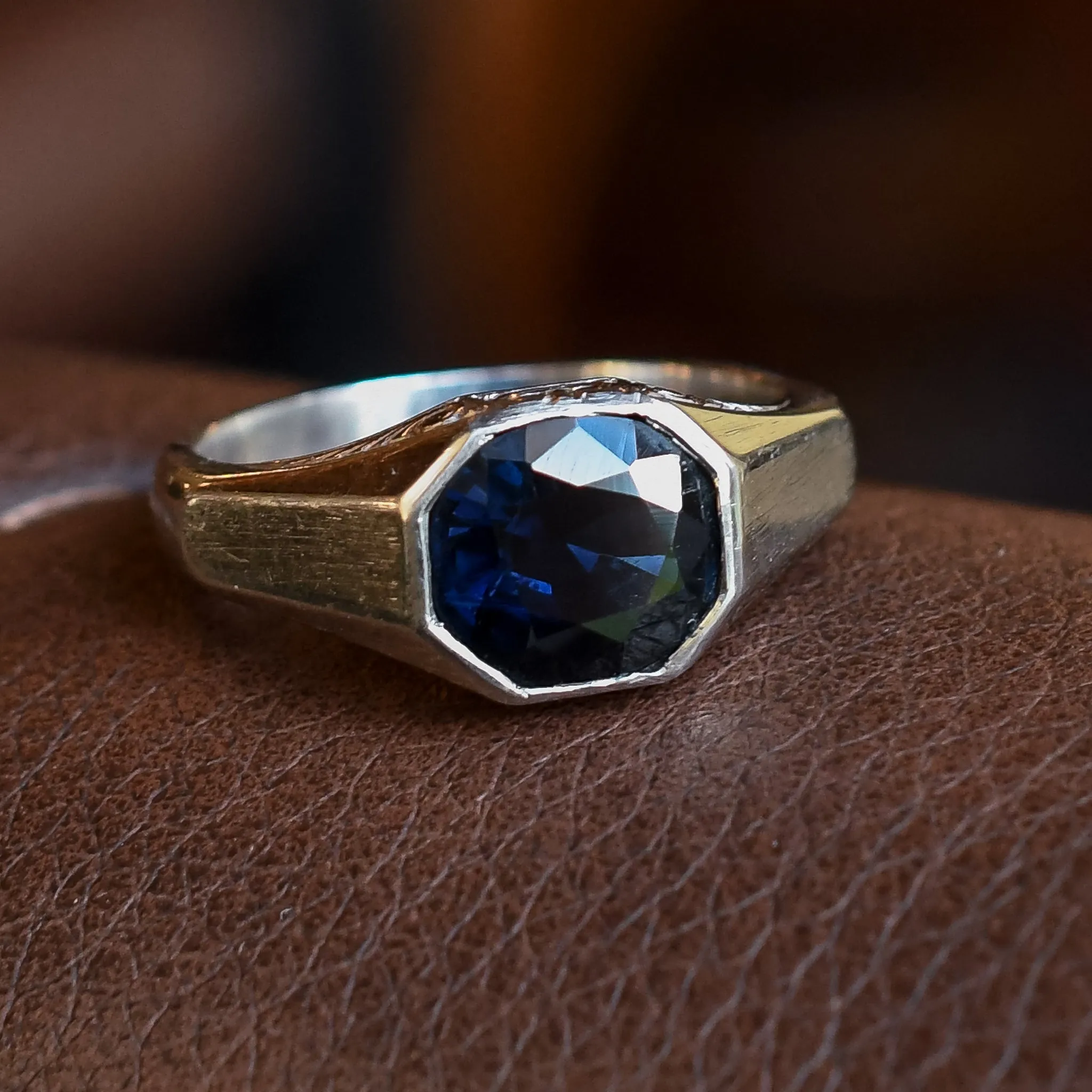 Art Deco 3.06ct Sapphire Octagon Ring