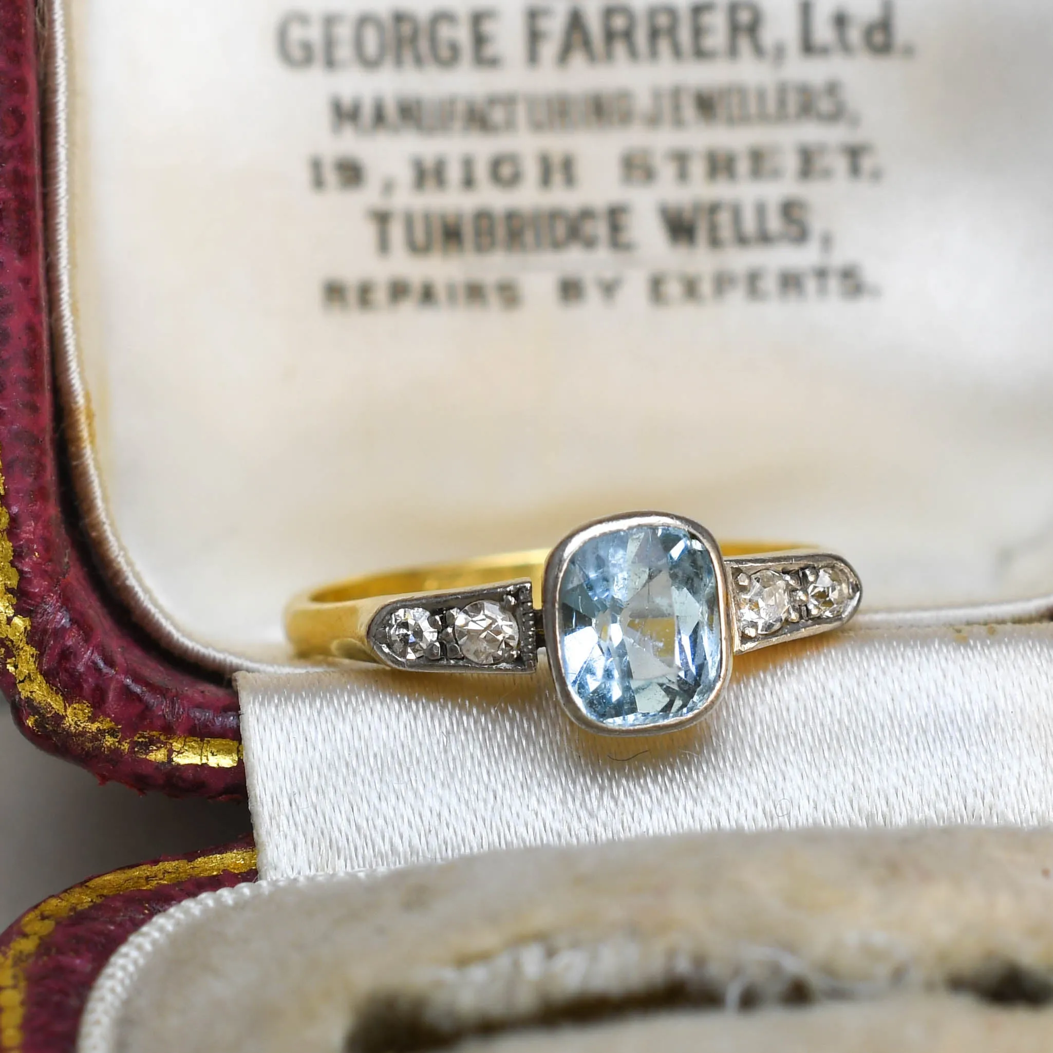 Art Deco Aquamarine & Diamond Engagement Ring