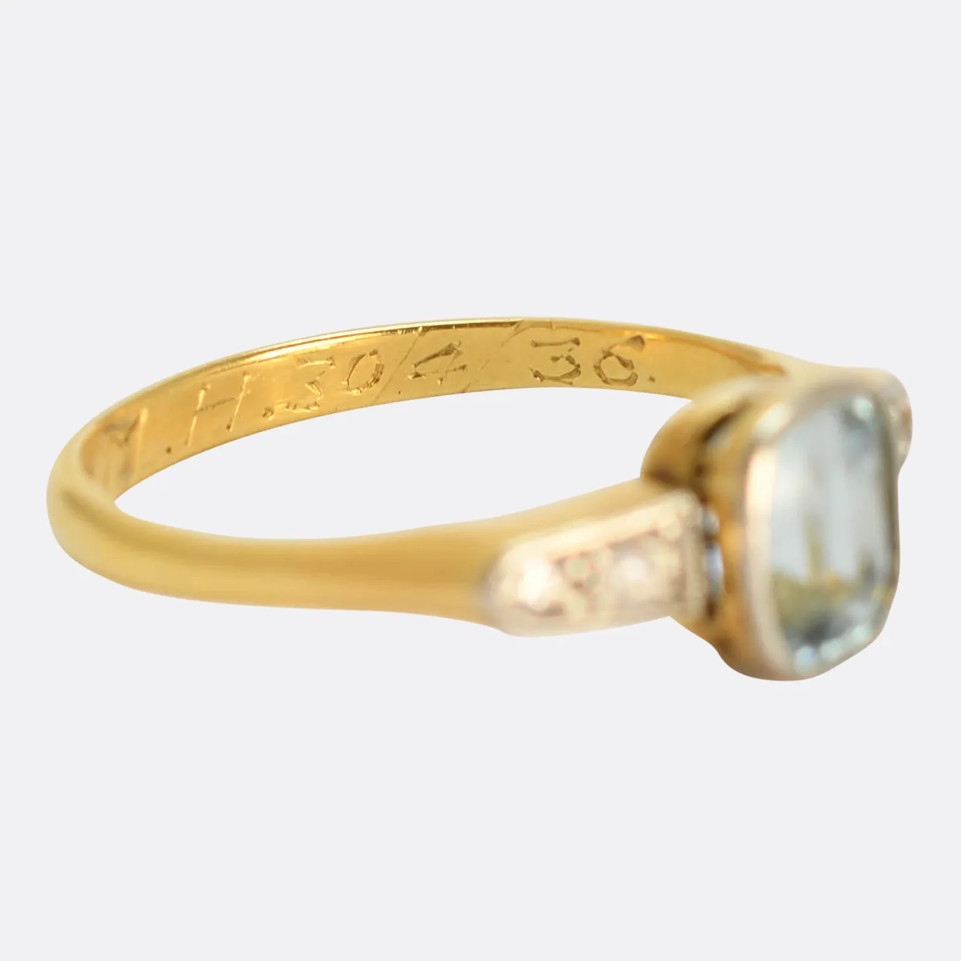 Art Deco Aquamarine & Diamond Engagement Ring