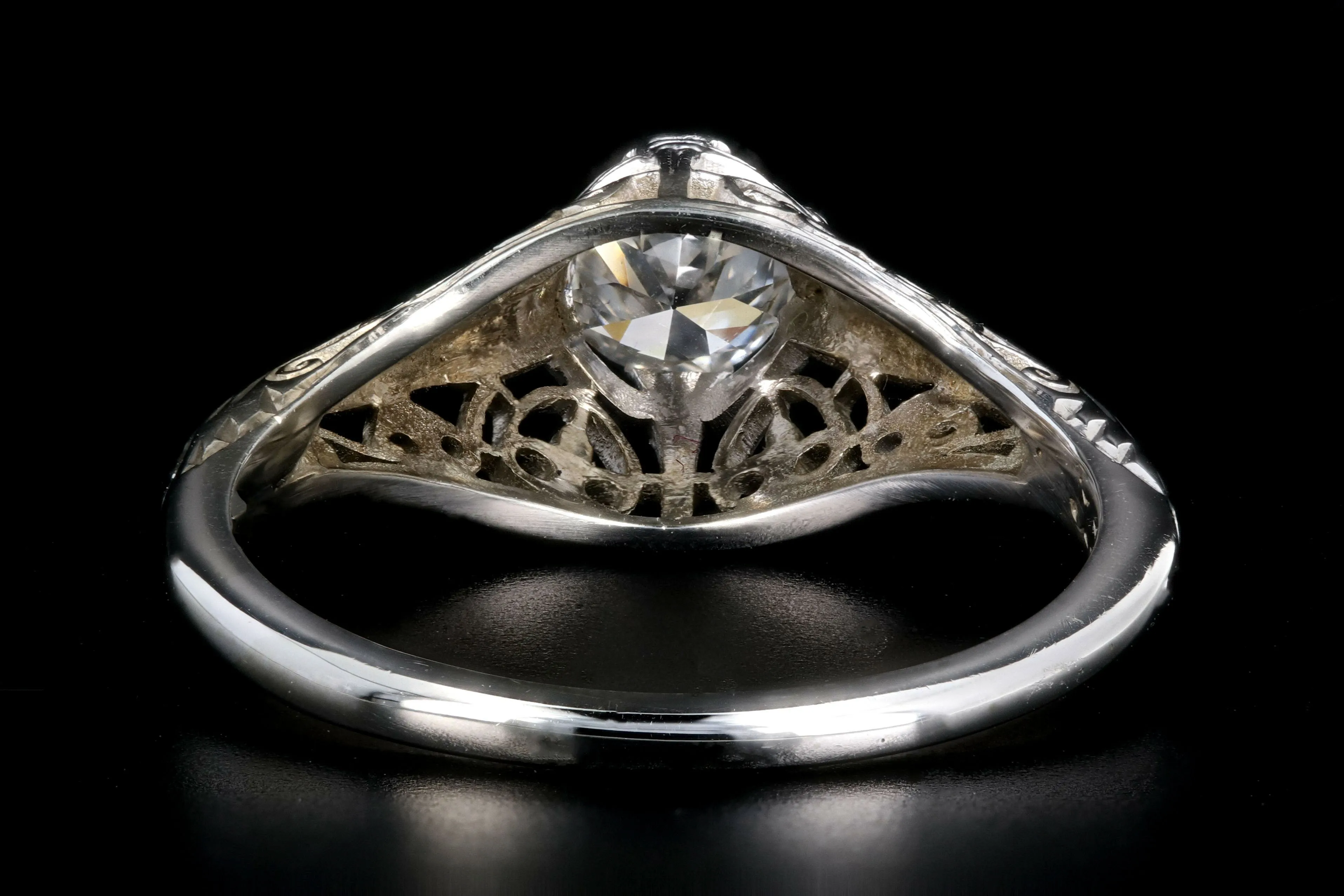 Art Deco Belias 18K White Gold Diamond Filigree Engagement Ring
