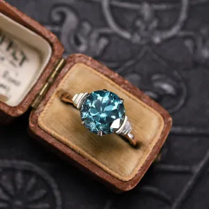 Art Deco Blue Zircon Solitaire Ring