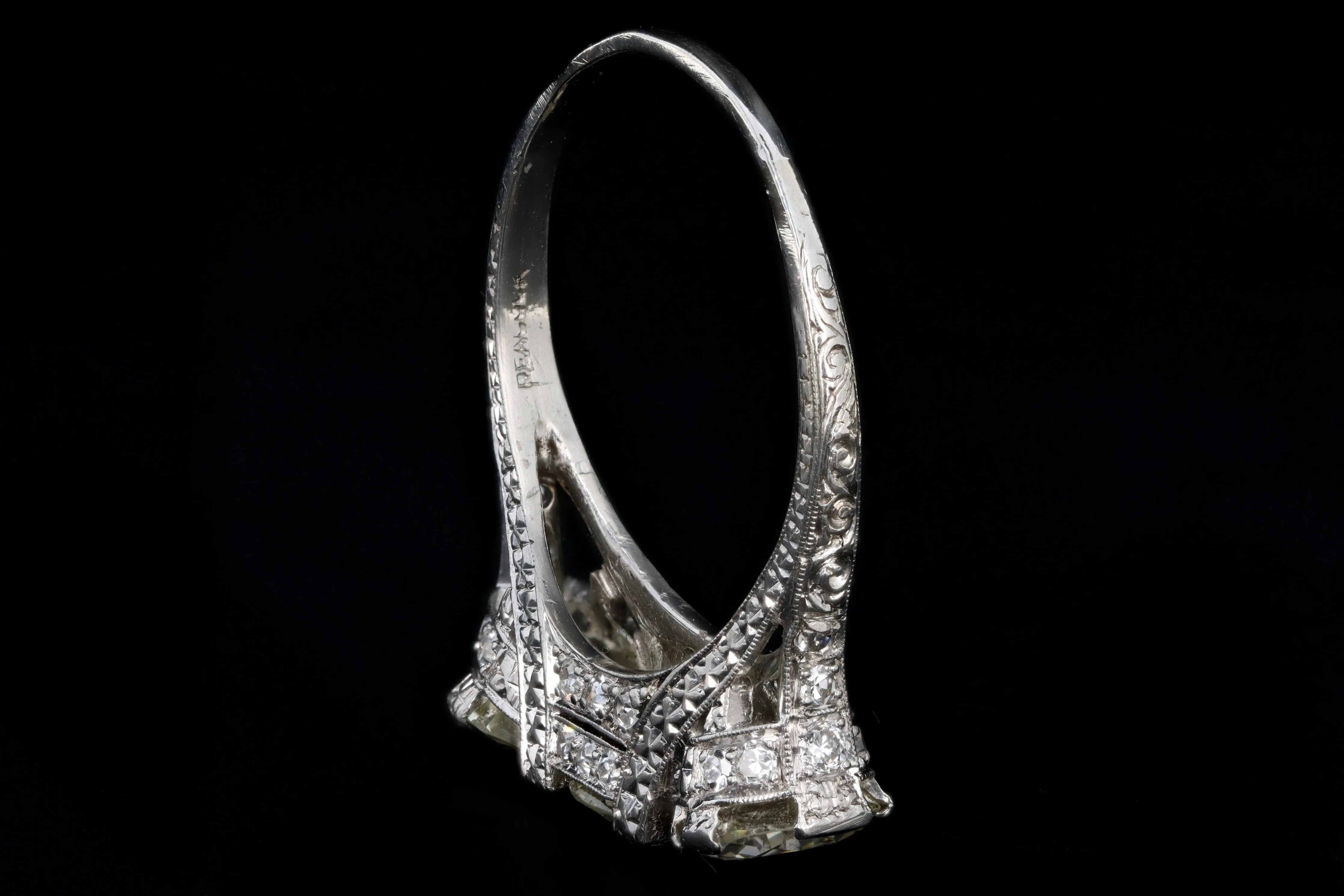 Art Deco C.D. Peacock Platinum 1.24 Carat Old European Cut Diamond Three Stone Ring