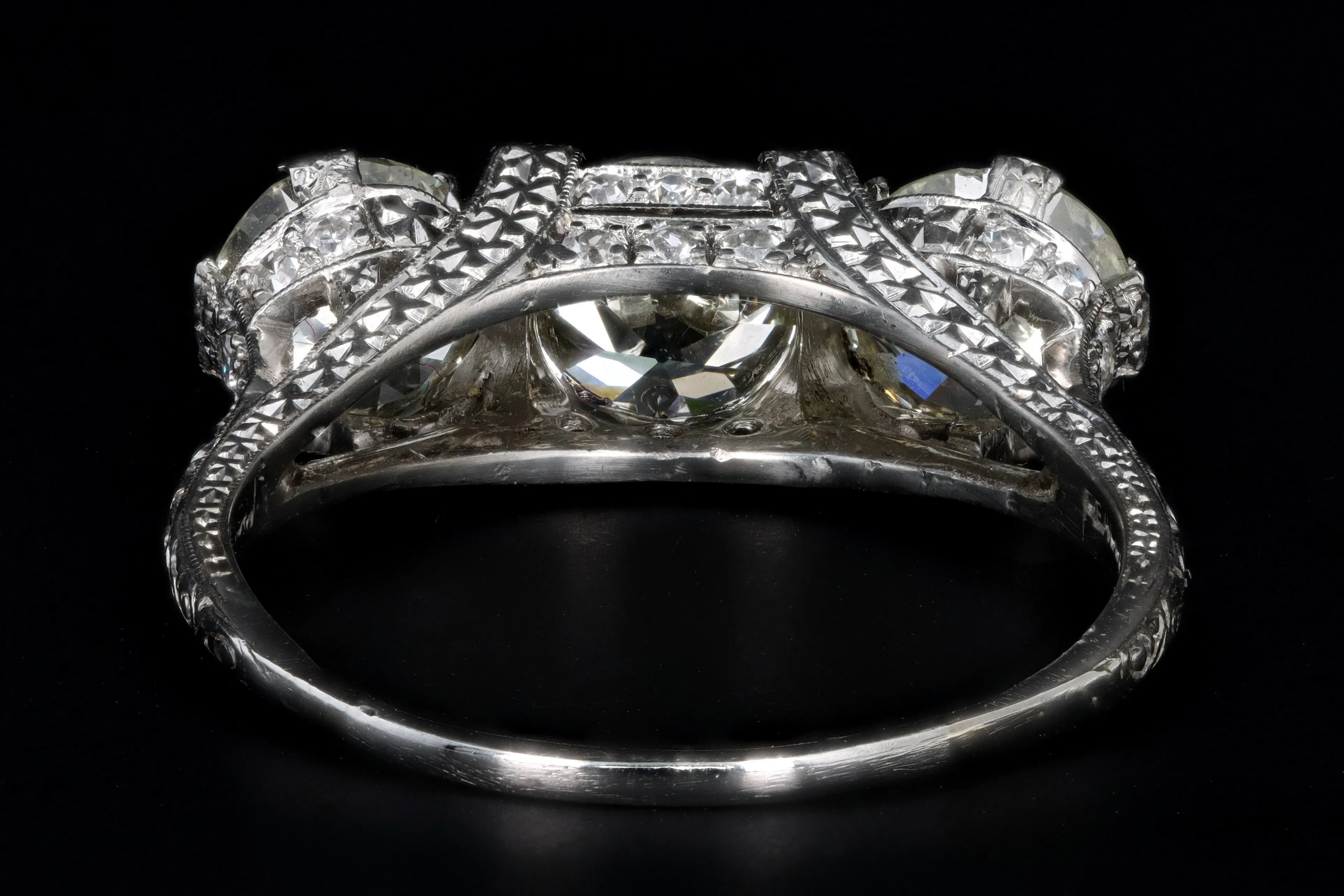 Art Deco C.D. Peacock Platinum 1.24 Carat Old European Cut Diamond Three Stone Ring