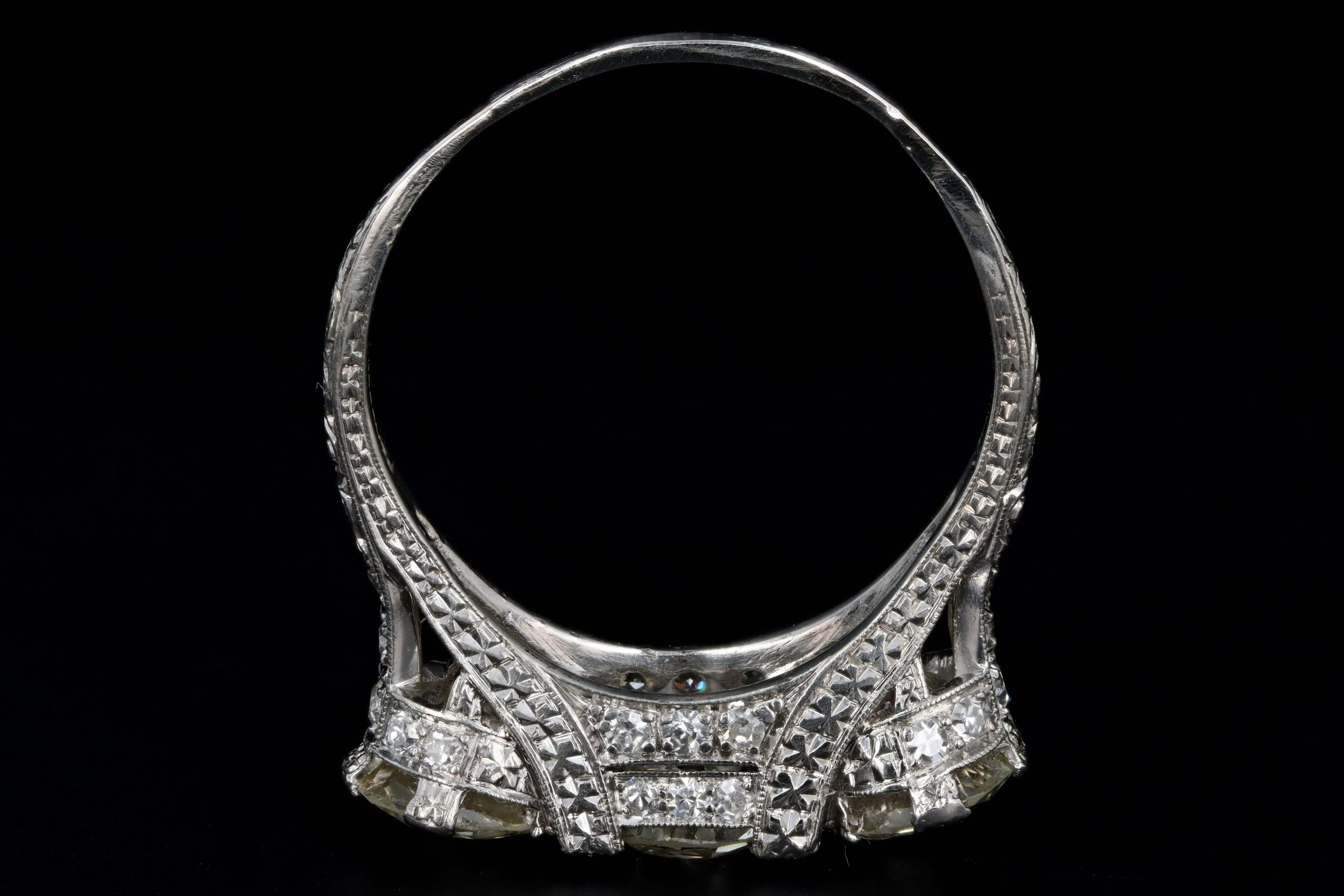 Art Deco C.D. Peacock Platinum 1.24 Carat Old European Cut Diamond Three Stone Ring